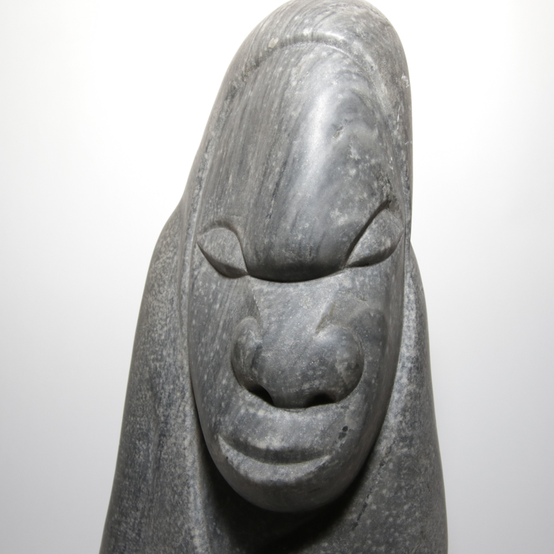 Carved Figure Serpentine Stone Sculpture by A. Muko