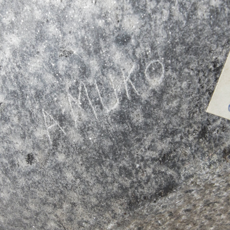 Carved Figure Serpentine Stone Sculpture by A. Muko