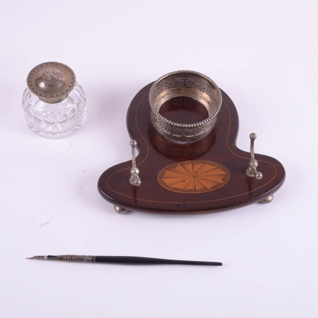 Antique Pen and Inkwell Set, Sterling Money Clip and More