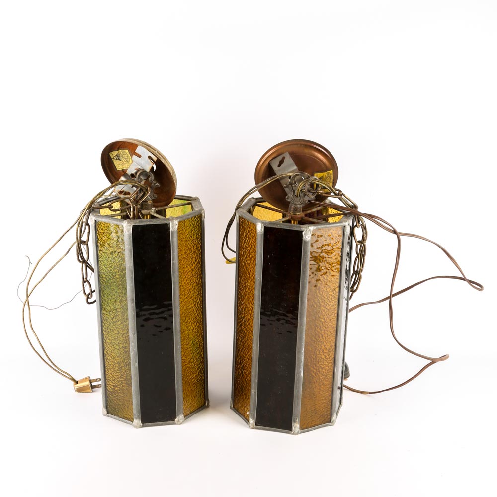Mid-Century Stained Glass Pendant Lights