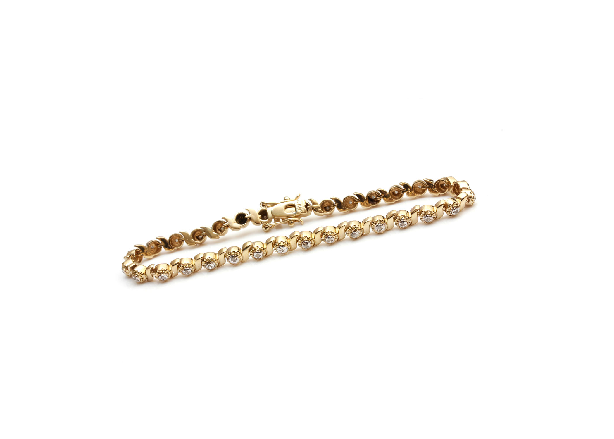 18K Yellow Gold Plate Diamond Bracelet