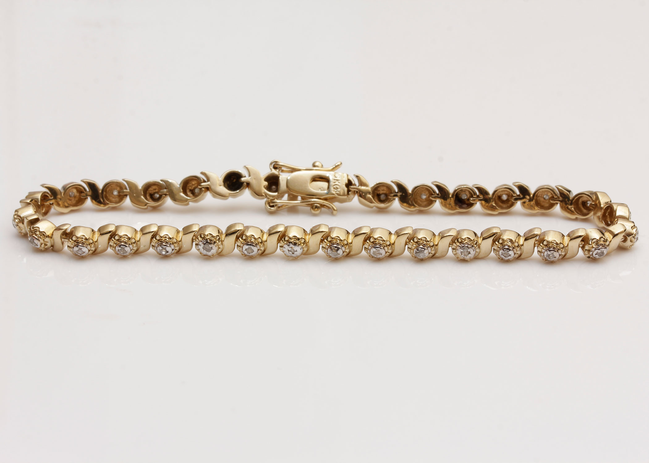18K Yellow Gold Plate Diamond Bracelet