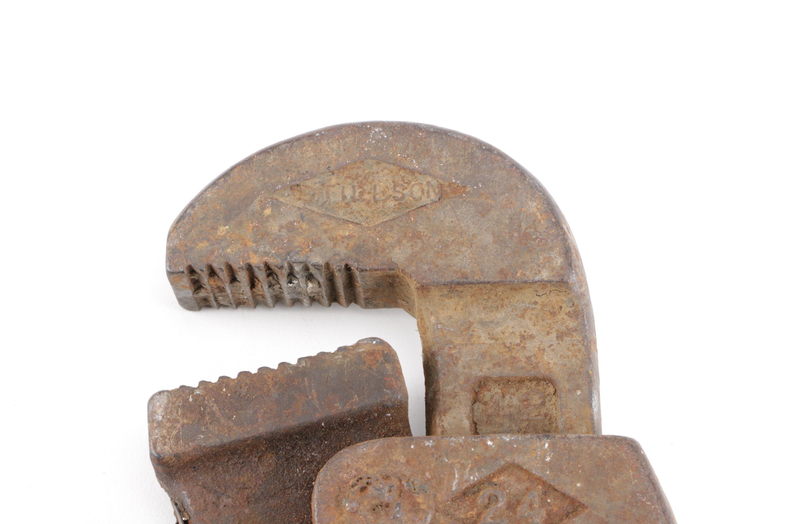 Vintage Pipe Wrenches Including a Walworth Stillson Model
