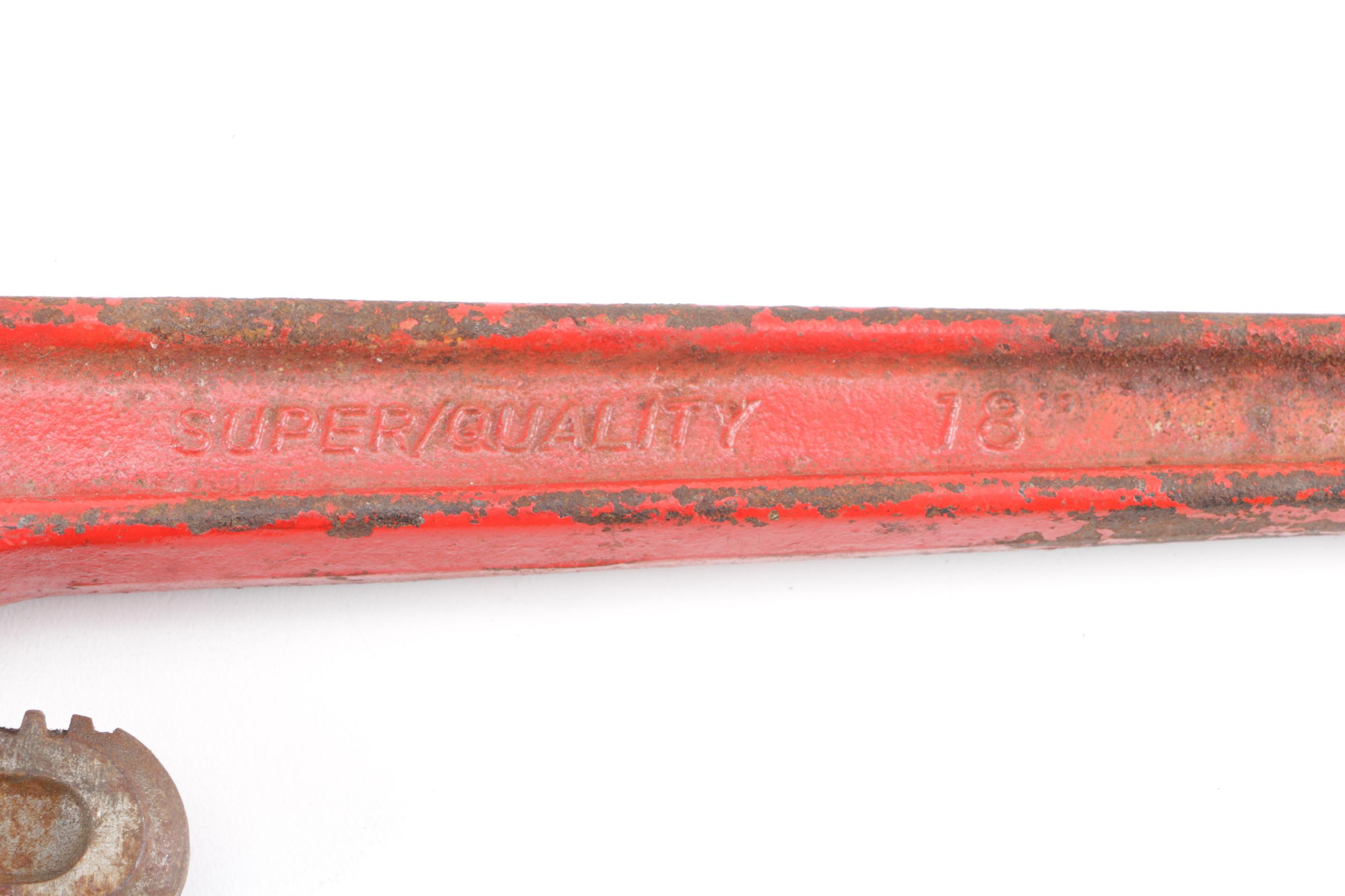 Vintage Pipe Wrenches Including a Walworth Stillson Model