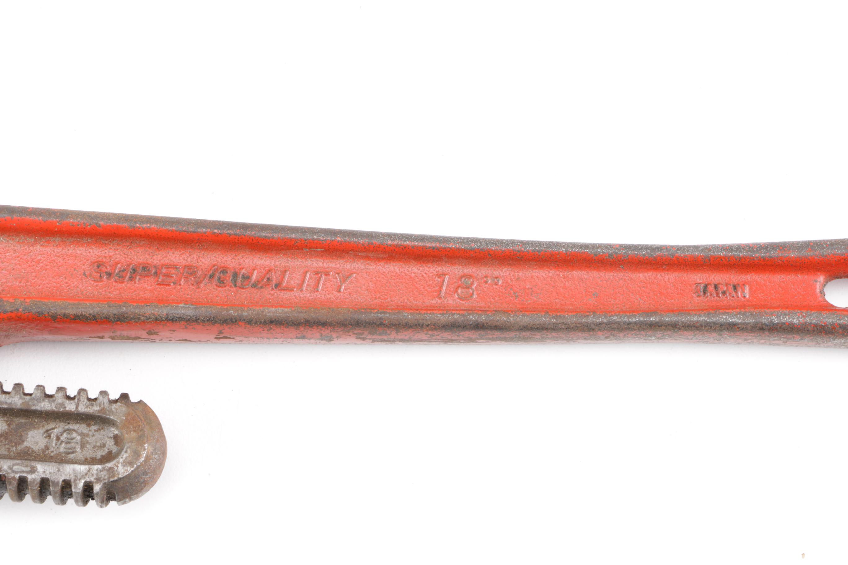 Vintage Pipe Wrenches Including a Walworth Stillson Model