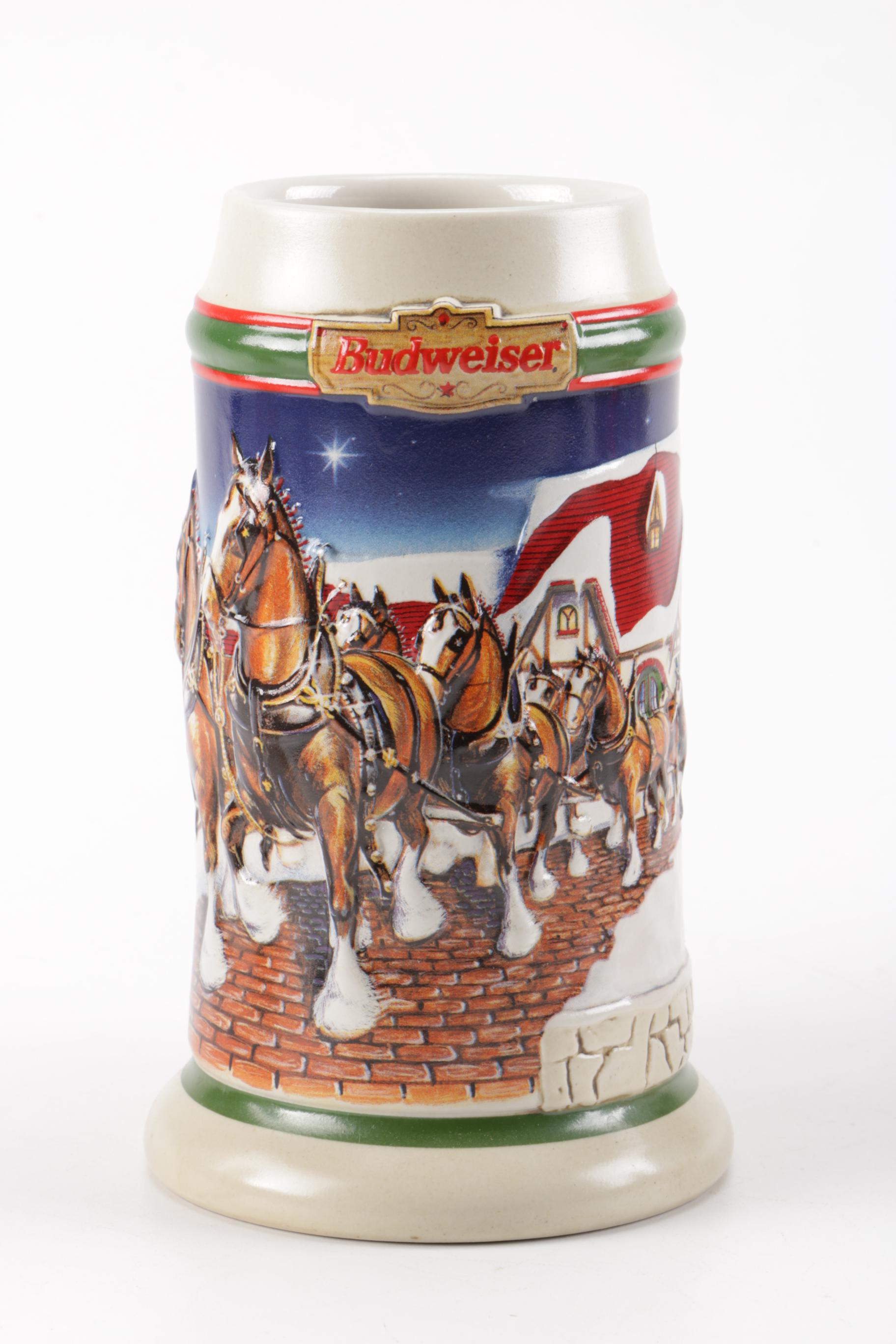 Collection of "Budweiser" Beer Mugs and German Beer Steins