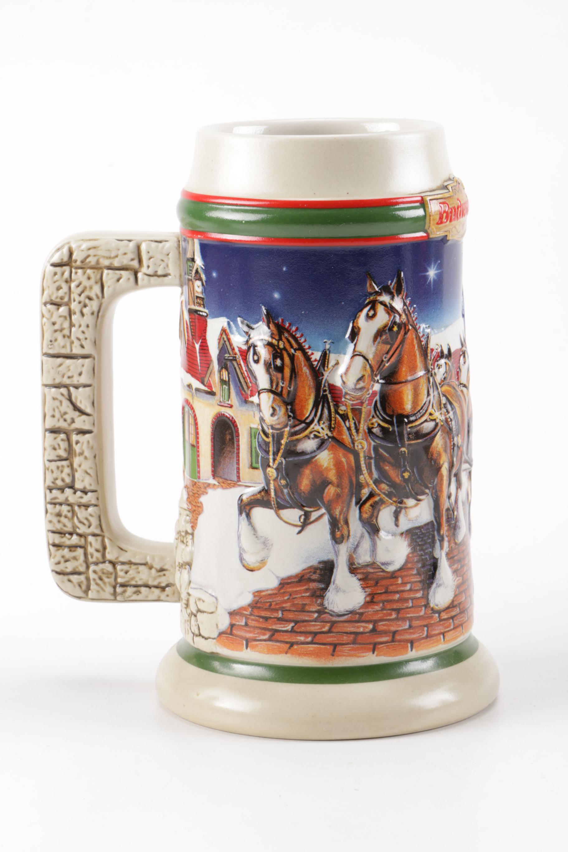 Collection of "Budweiser" Beer Mugs and German Beer Steins