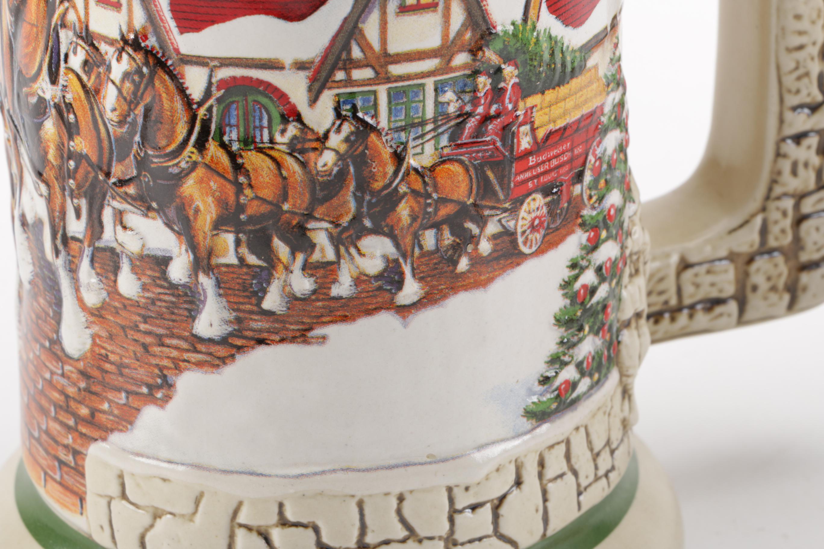 Collection of "Budweiser" Beer Mugs and German Beer Steins