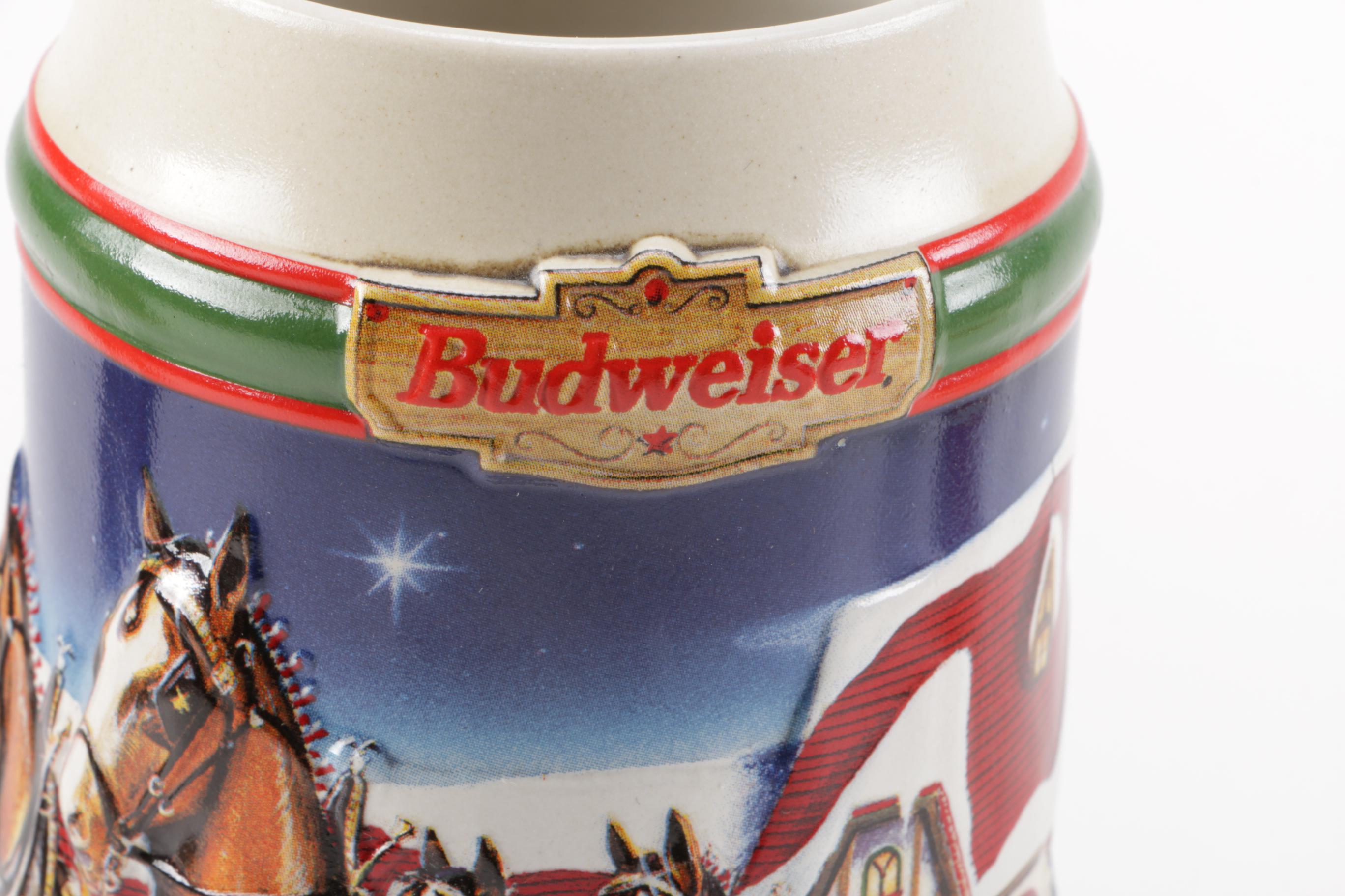 Collection of "Budweiser" Beer Mugs and German Beer Steins