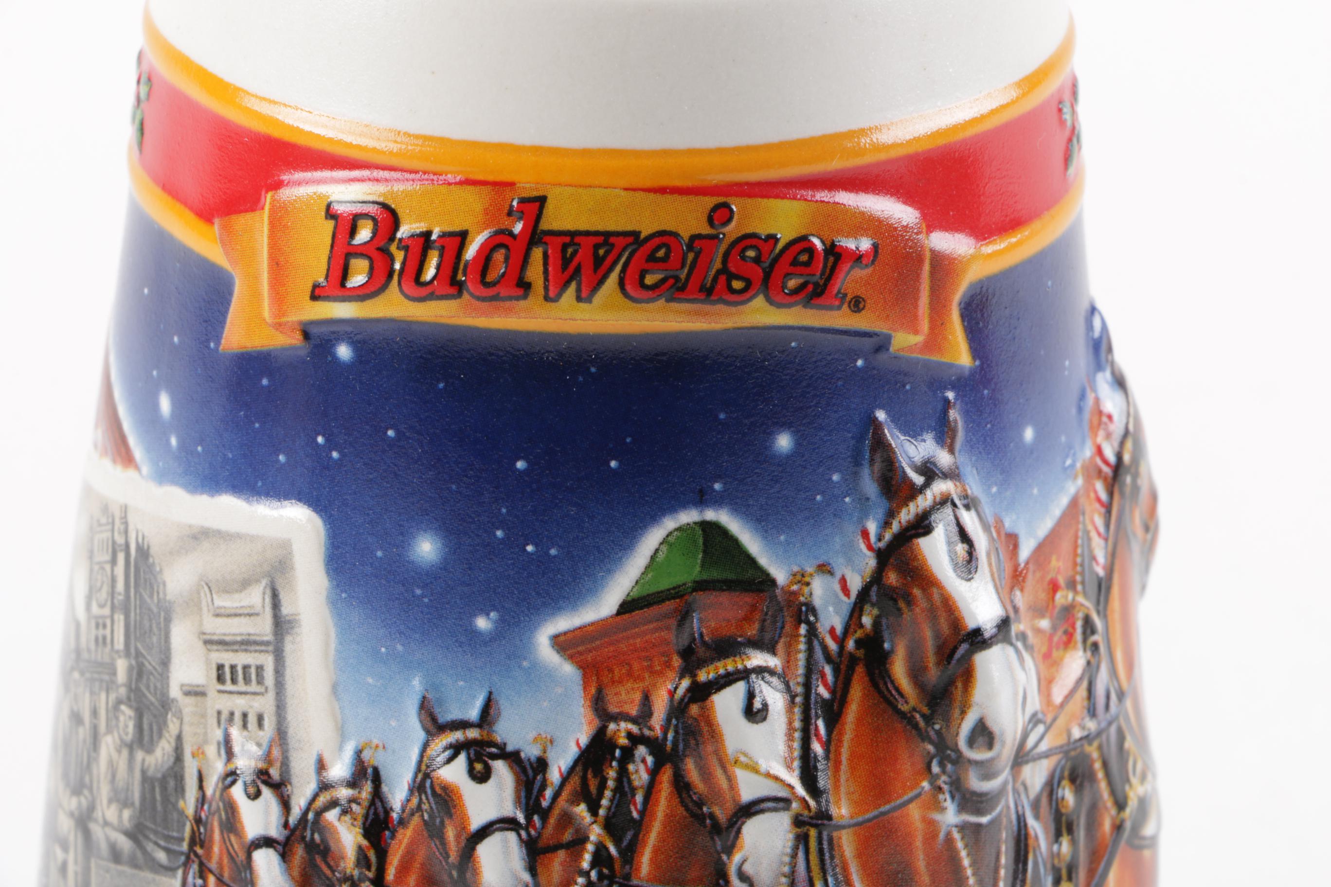 Collection of "Budweiser" Beer Mugs and German Beer Steins