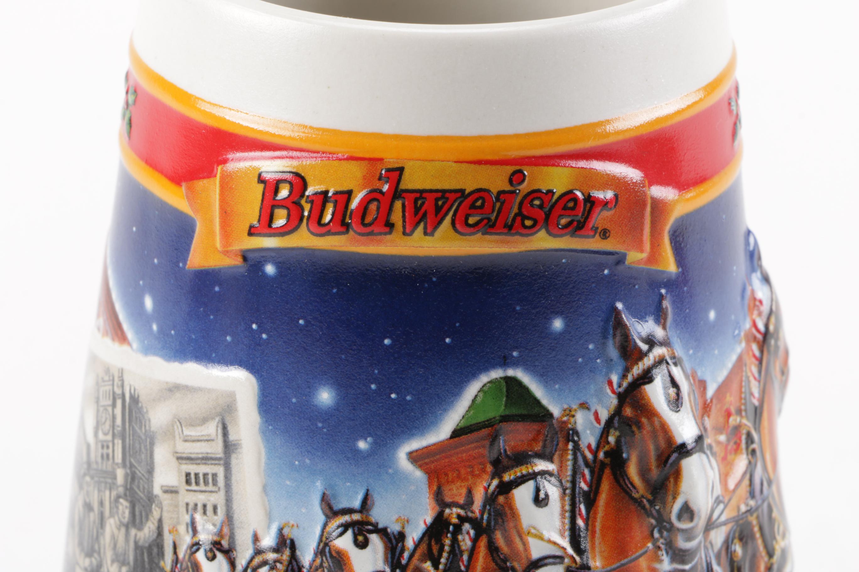 Collection of "Budweiser" Beer Mugs and German Beer Steins
