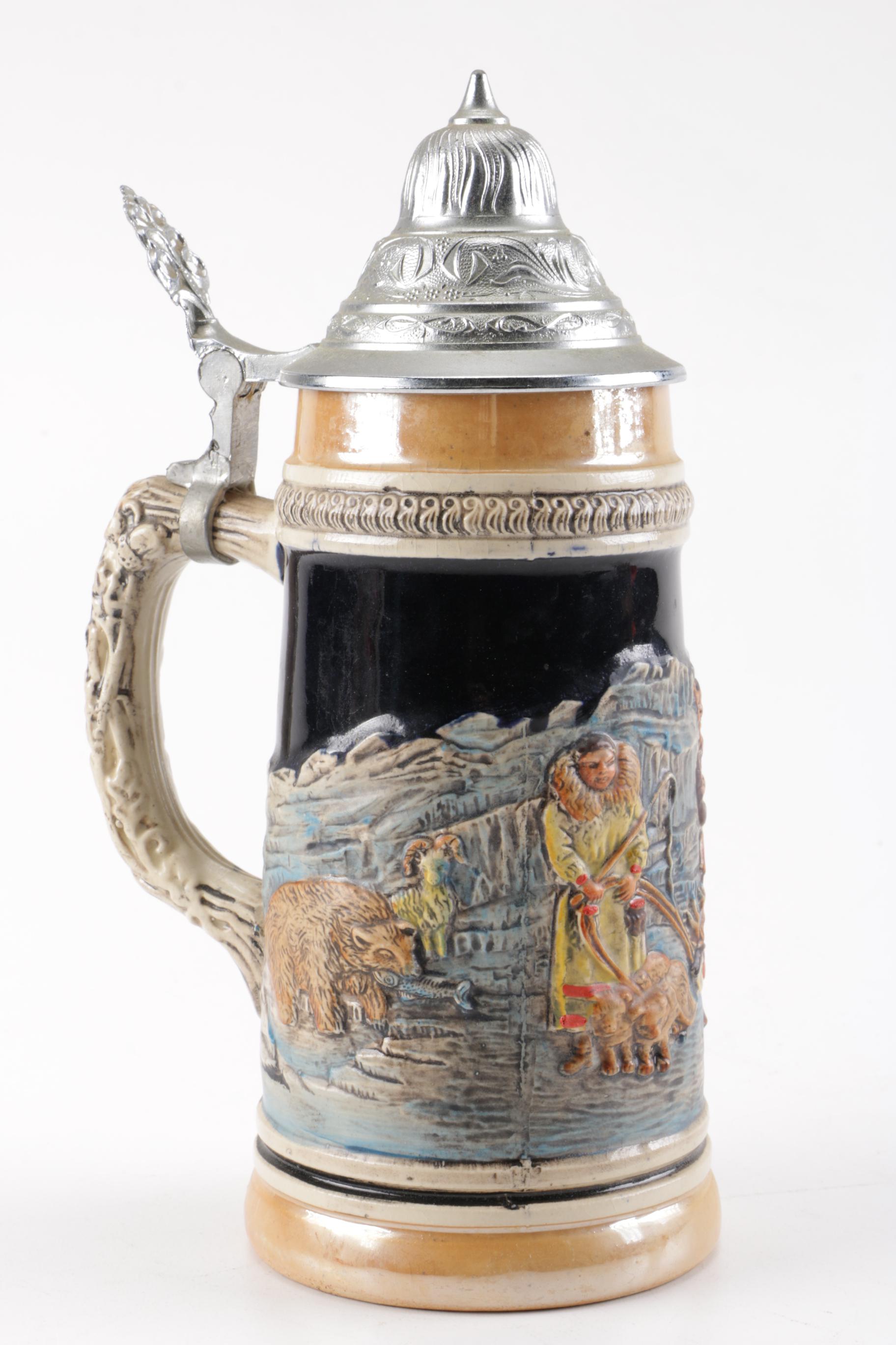 Collection of "Budweiser" Beer Mugs and German Beer Steins