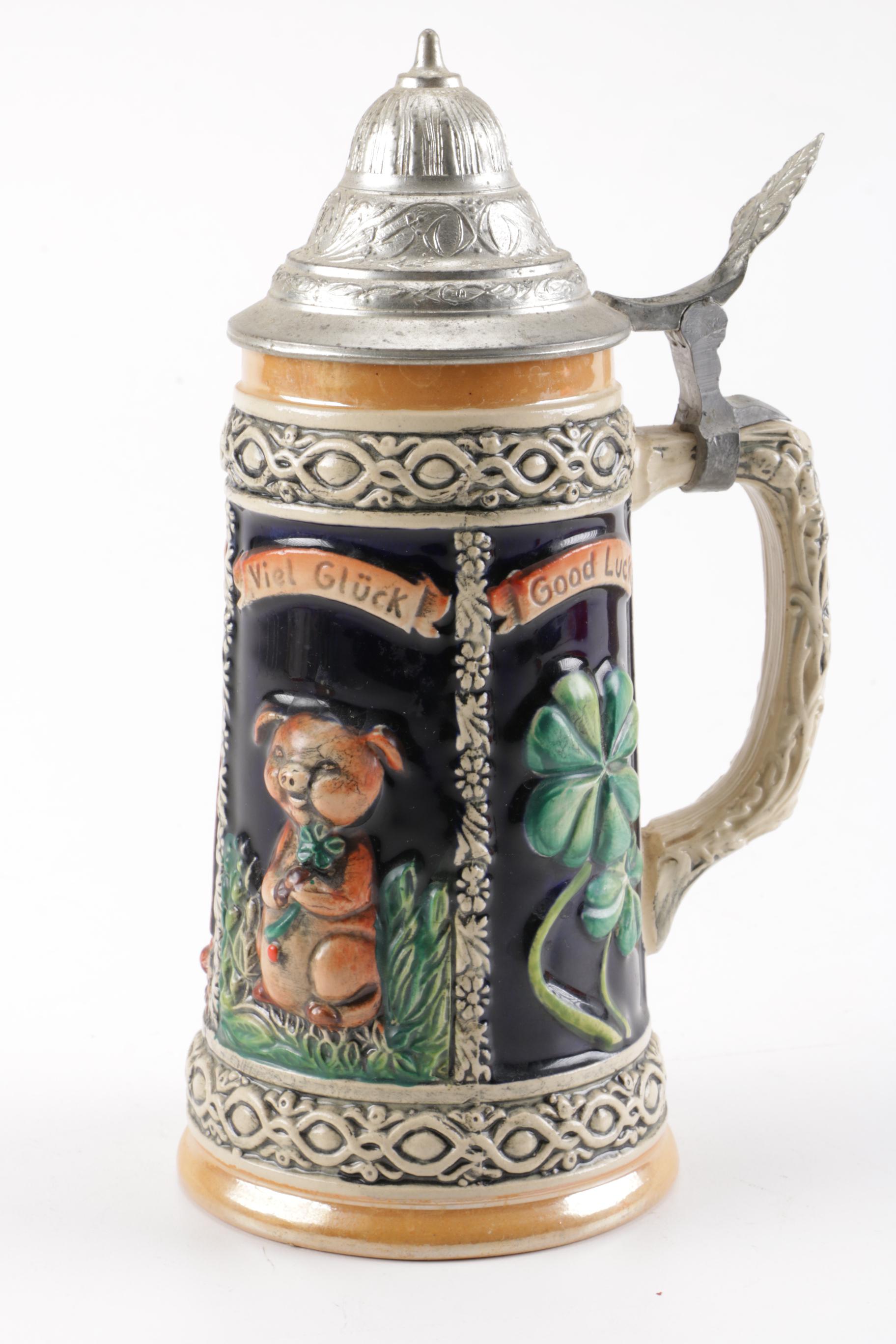 Collection of "Budweiser" Beer Mugs and German Beer Steins