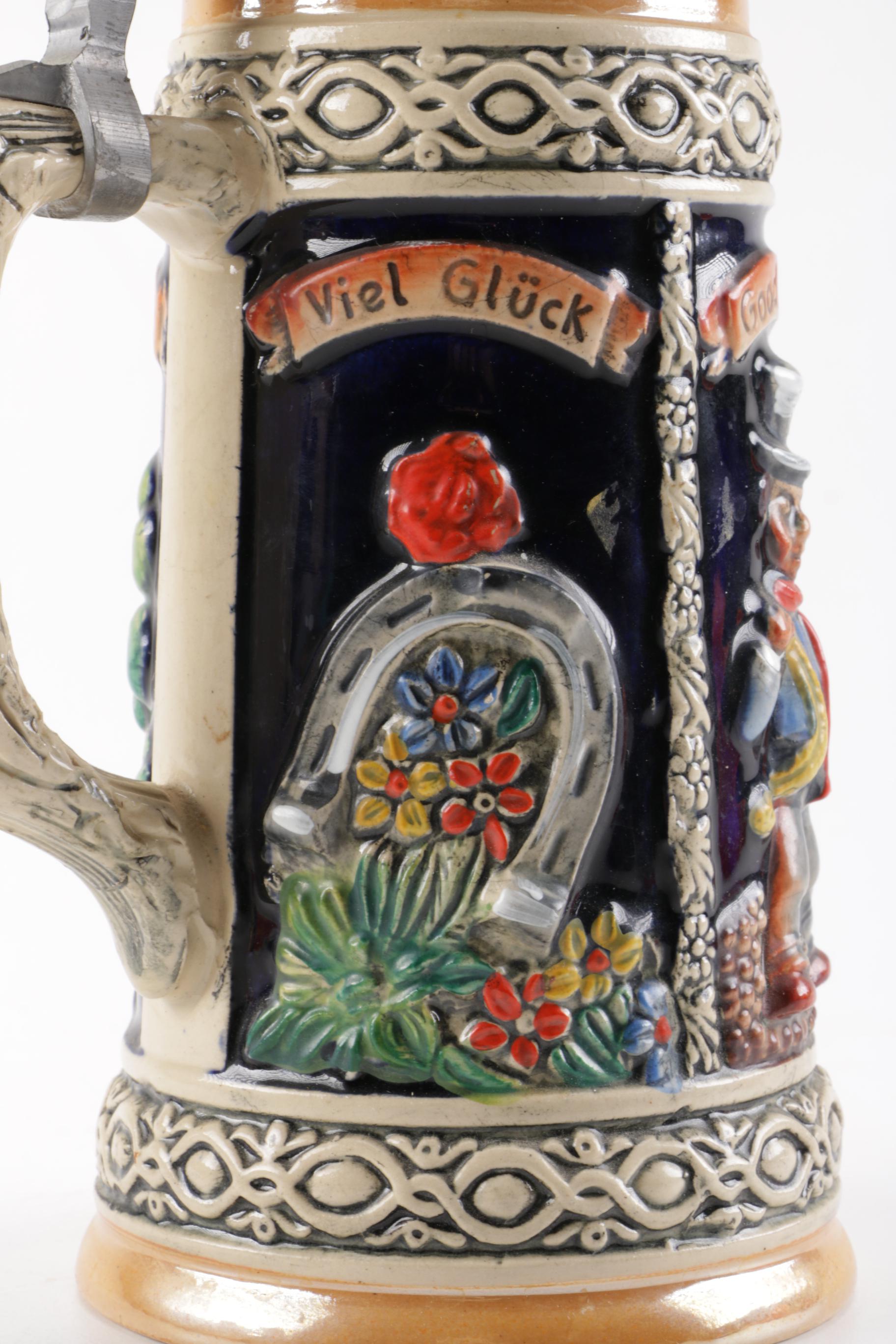Collection of "Budweiser" Beer Mugs and German Beer Steins