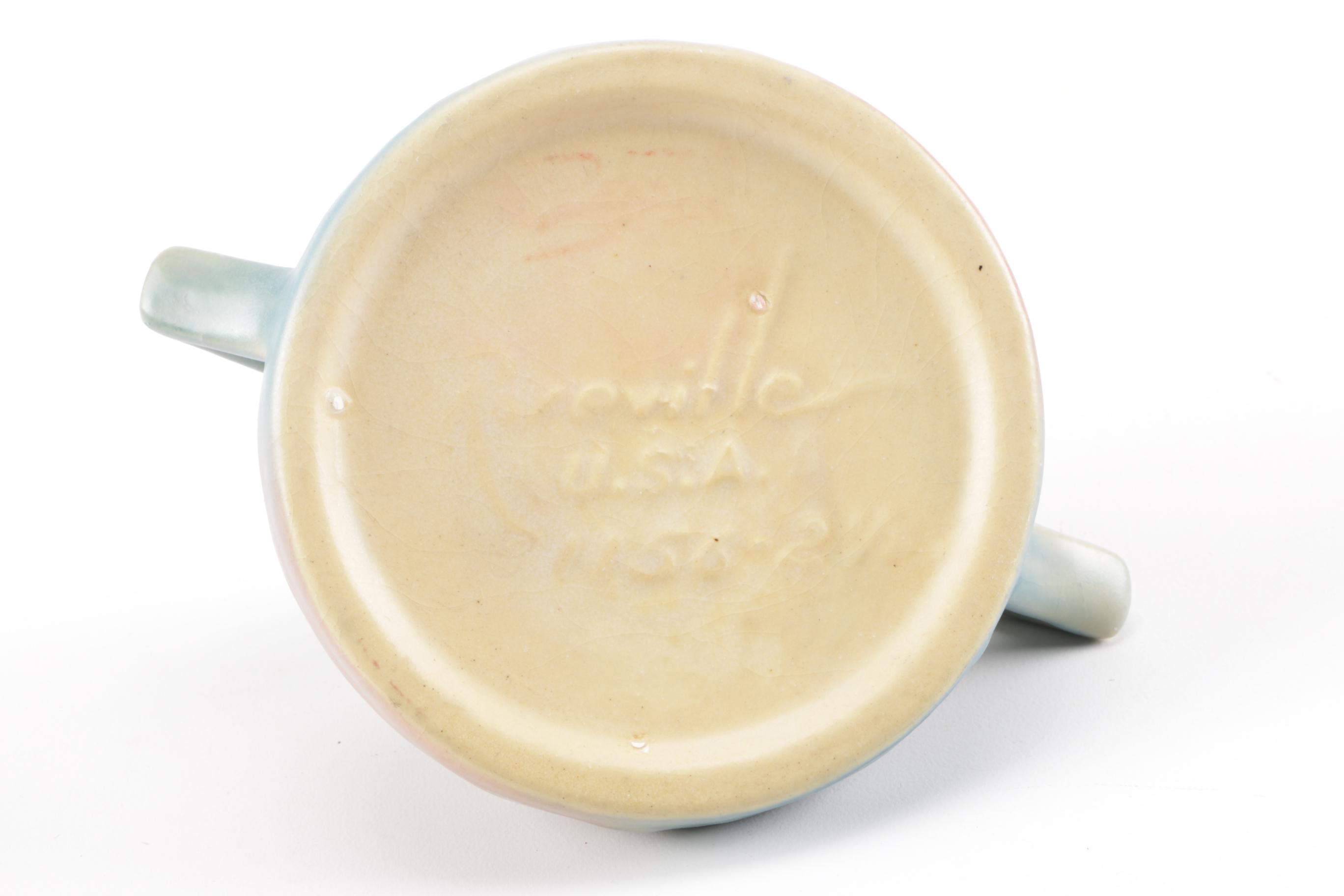 Roseville Pottery "Water Lily" Vase and "Magnolia" Candle Holders