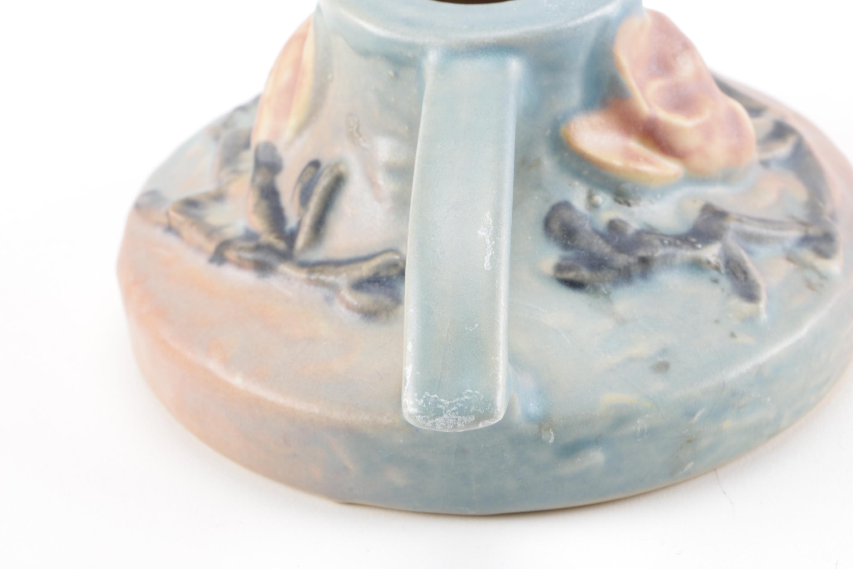 Roseville Pottery "Water Lily" Vase and "Magnolia" Candle Holders