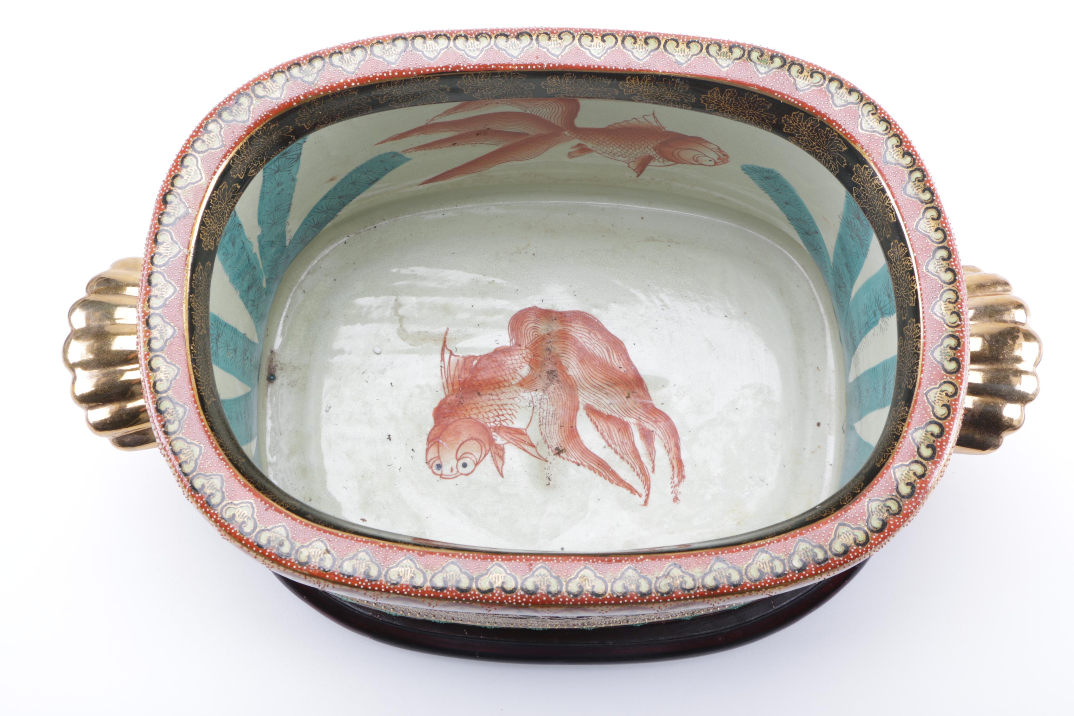 Chinese Carp Decorated Jardiniere