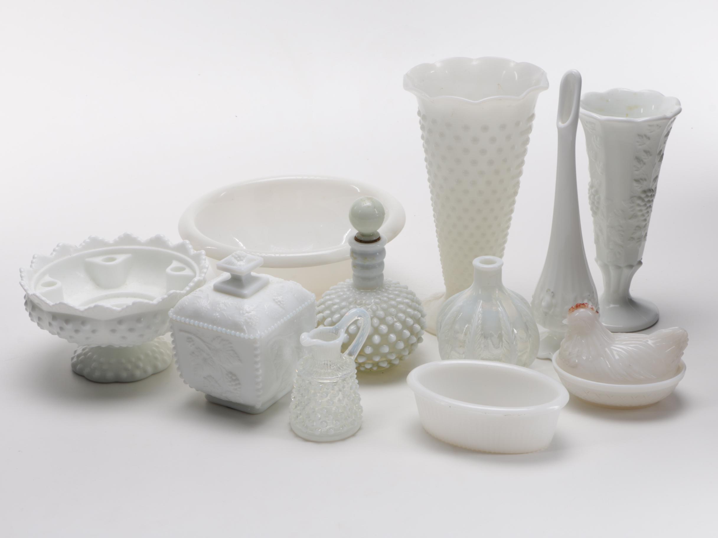 White Milk Glass Décor Featuring Hazel Atlas