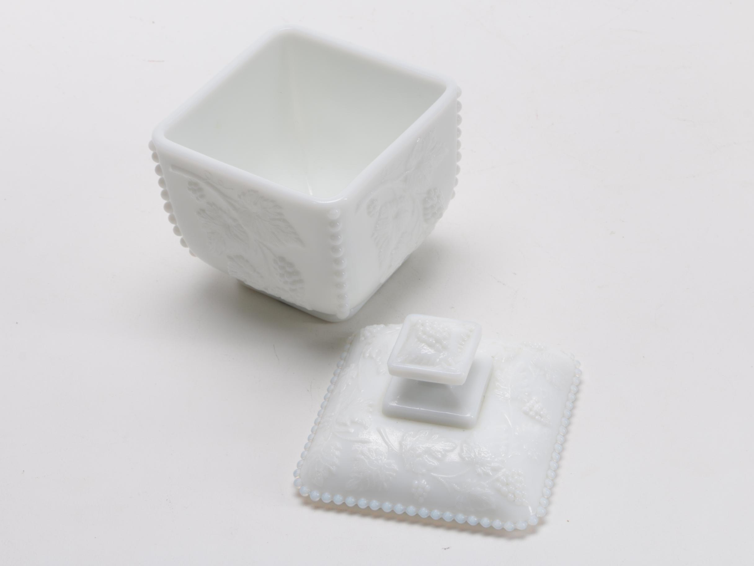 White Milk Glass Décor Featuring Hazel Atlas