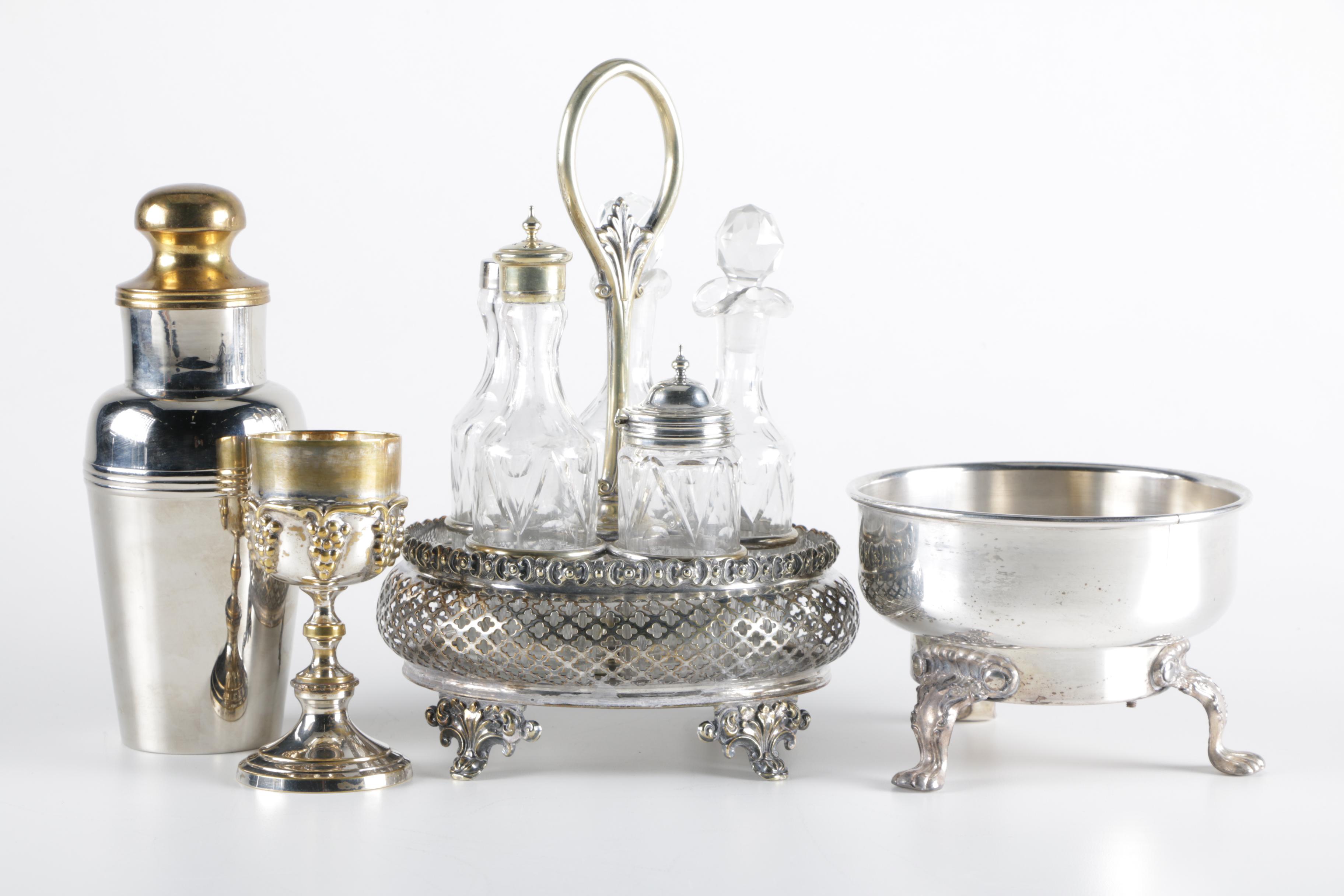 Silver Tone Tableware Featuring India Silver Plate