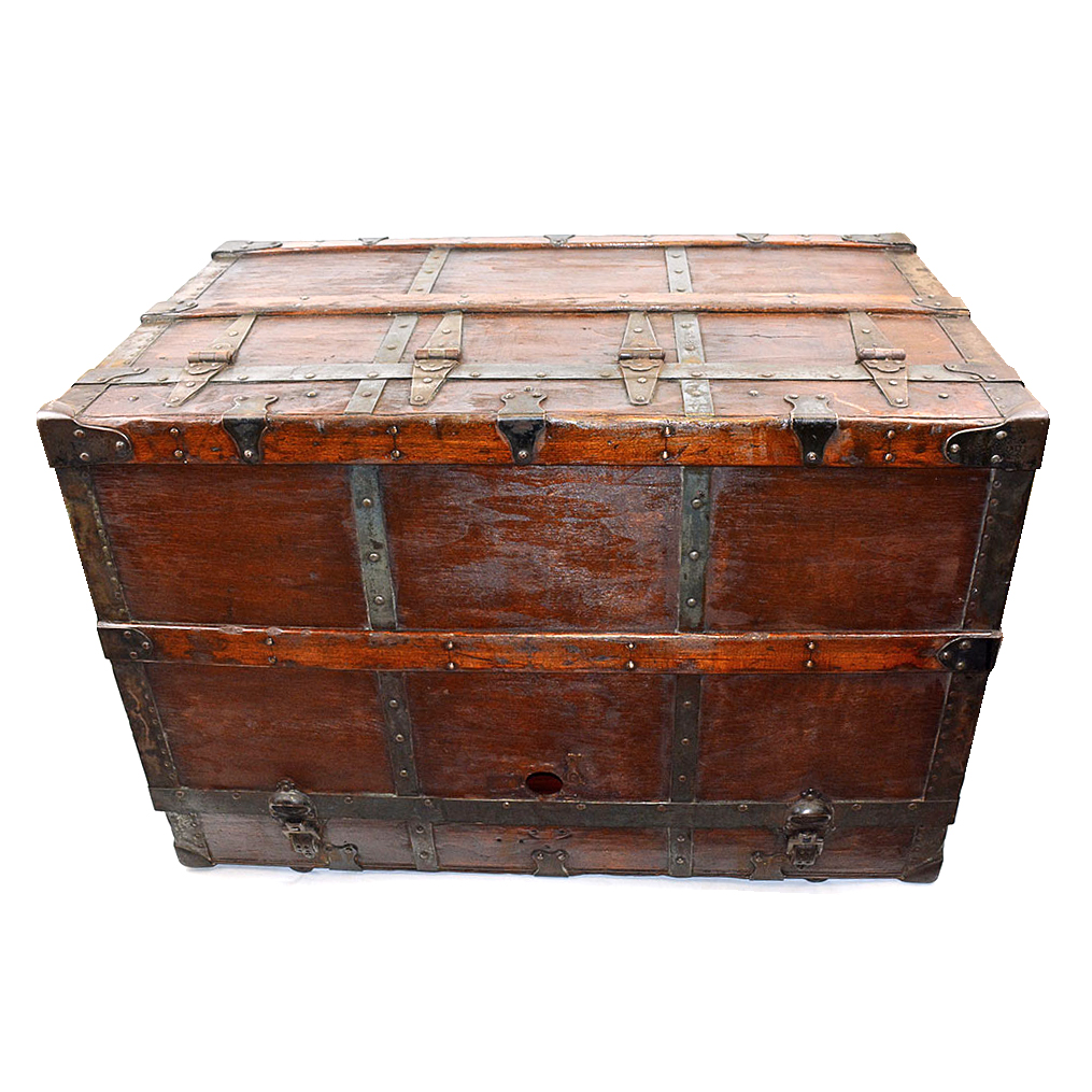 Antique Three-Drawer Steamer Trunk