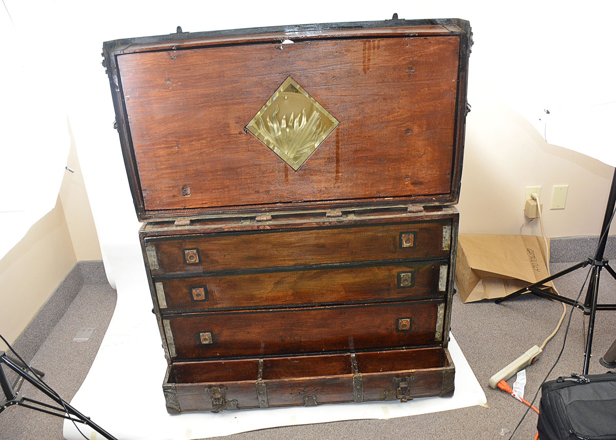 Antique Three-Drawer Steamer Trunk