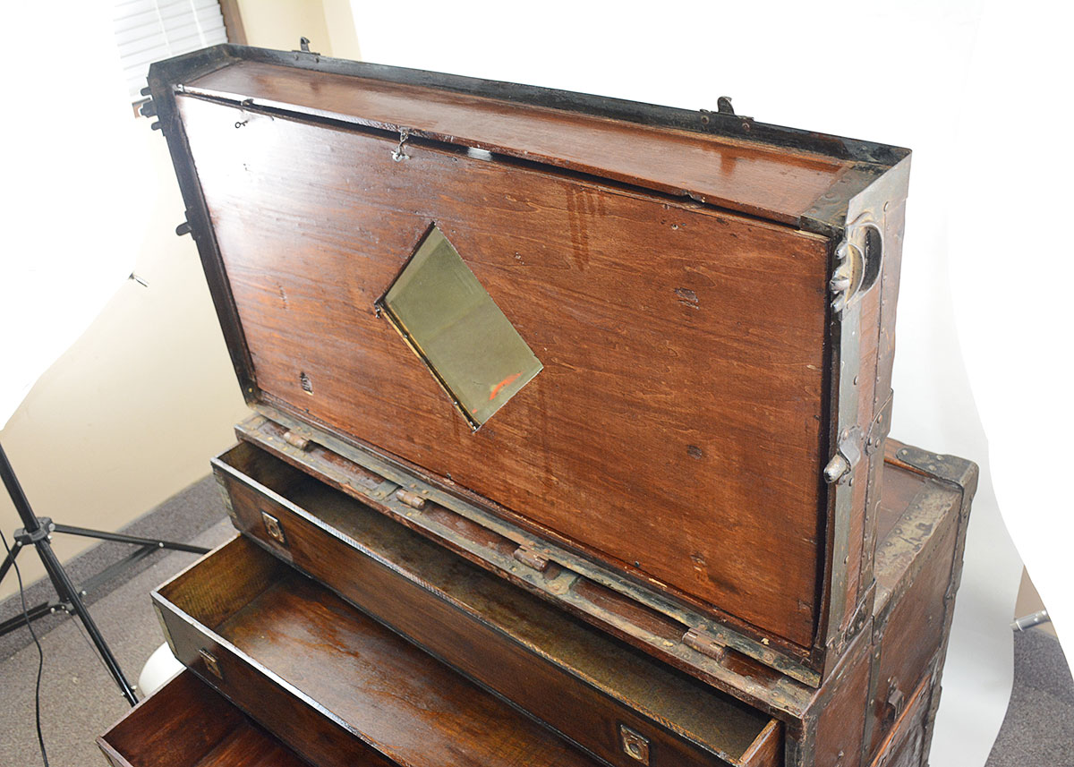Antique Three-Drawer Steamer Trunk
