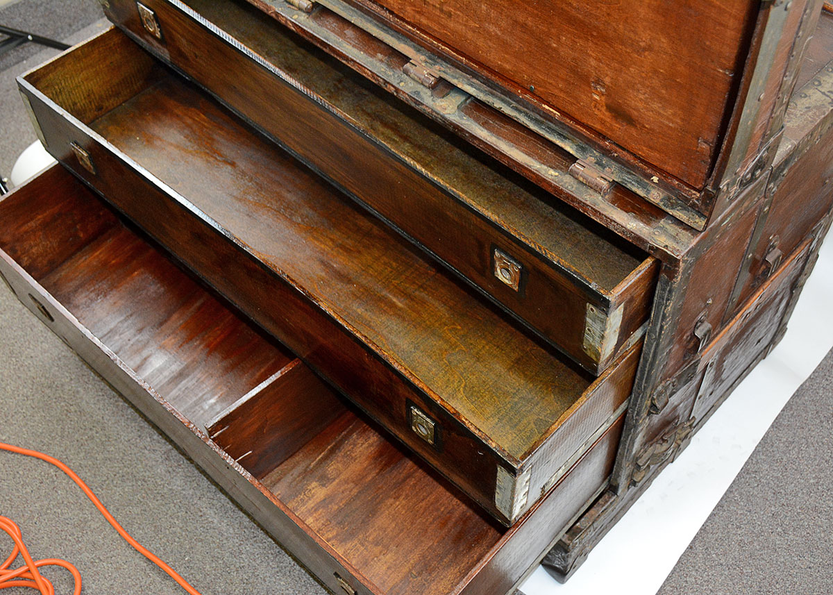 Antique Three-Drawer Steamer Trunk