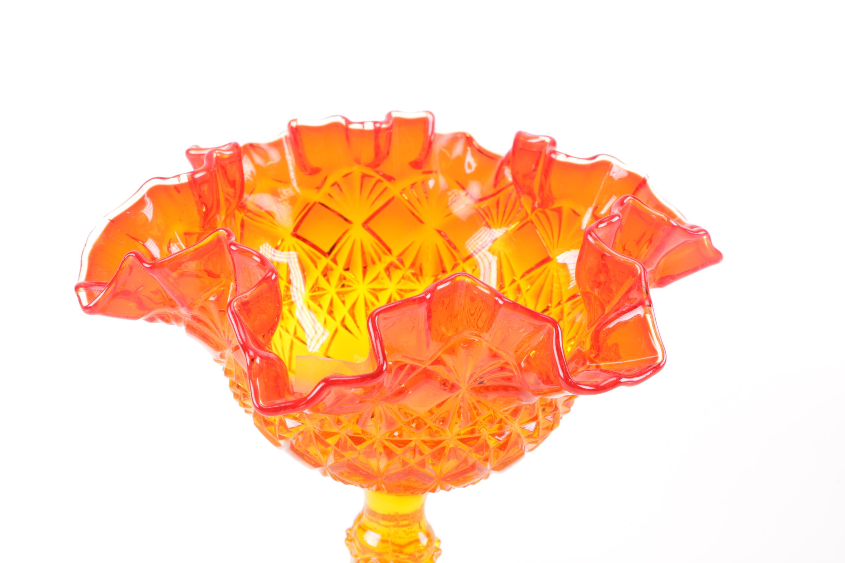 Canival Glass Stemmed Candy Dishes Including Fenton