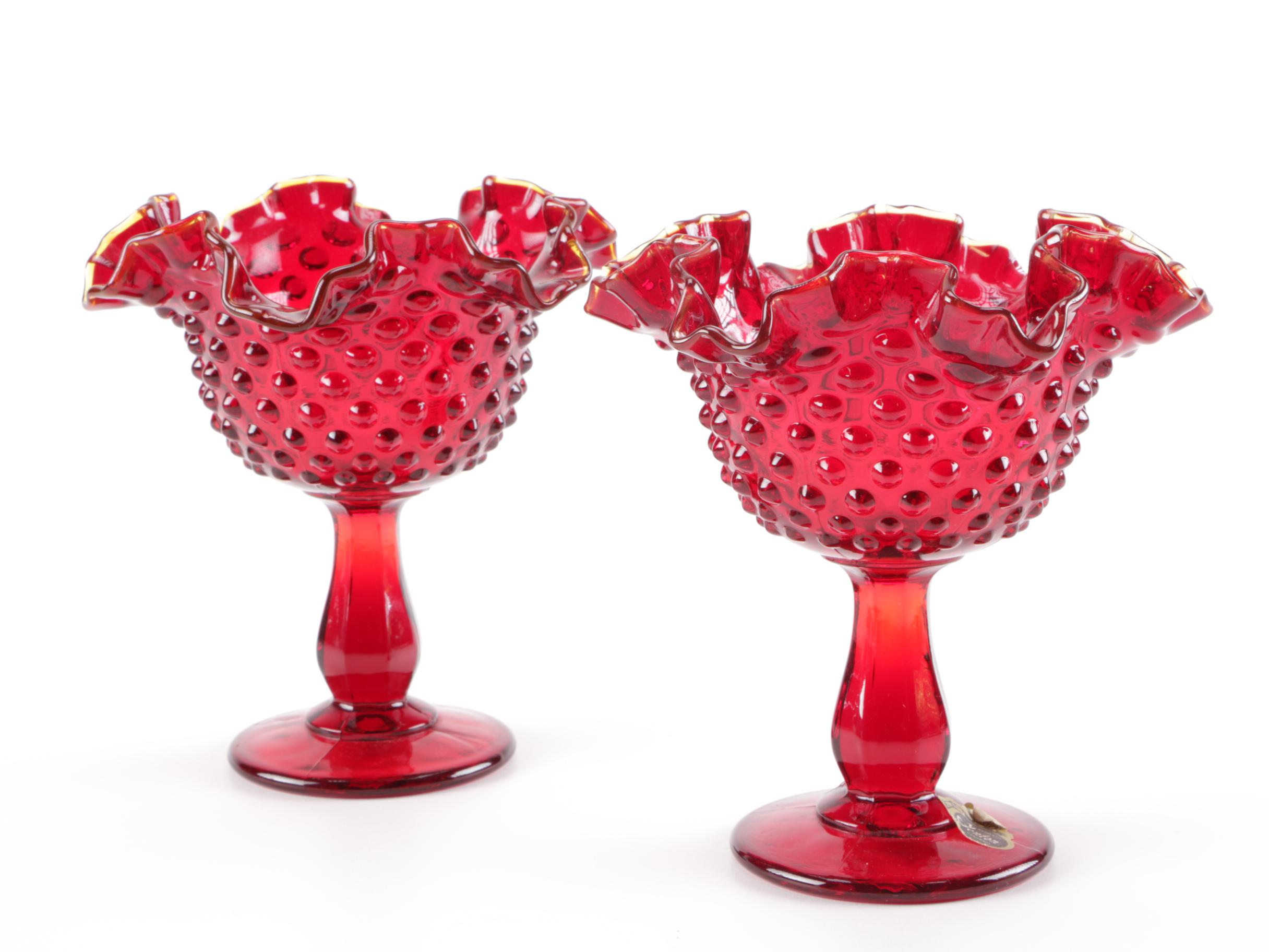 Canival Glass Stemmed Candy Dishes Including Fenton