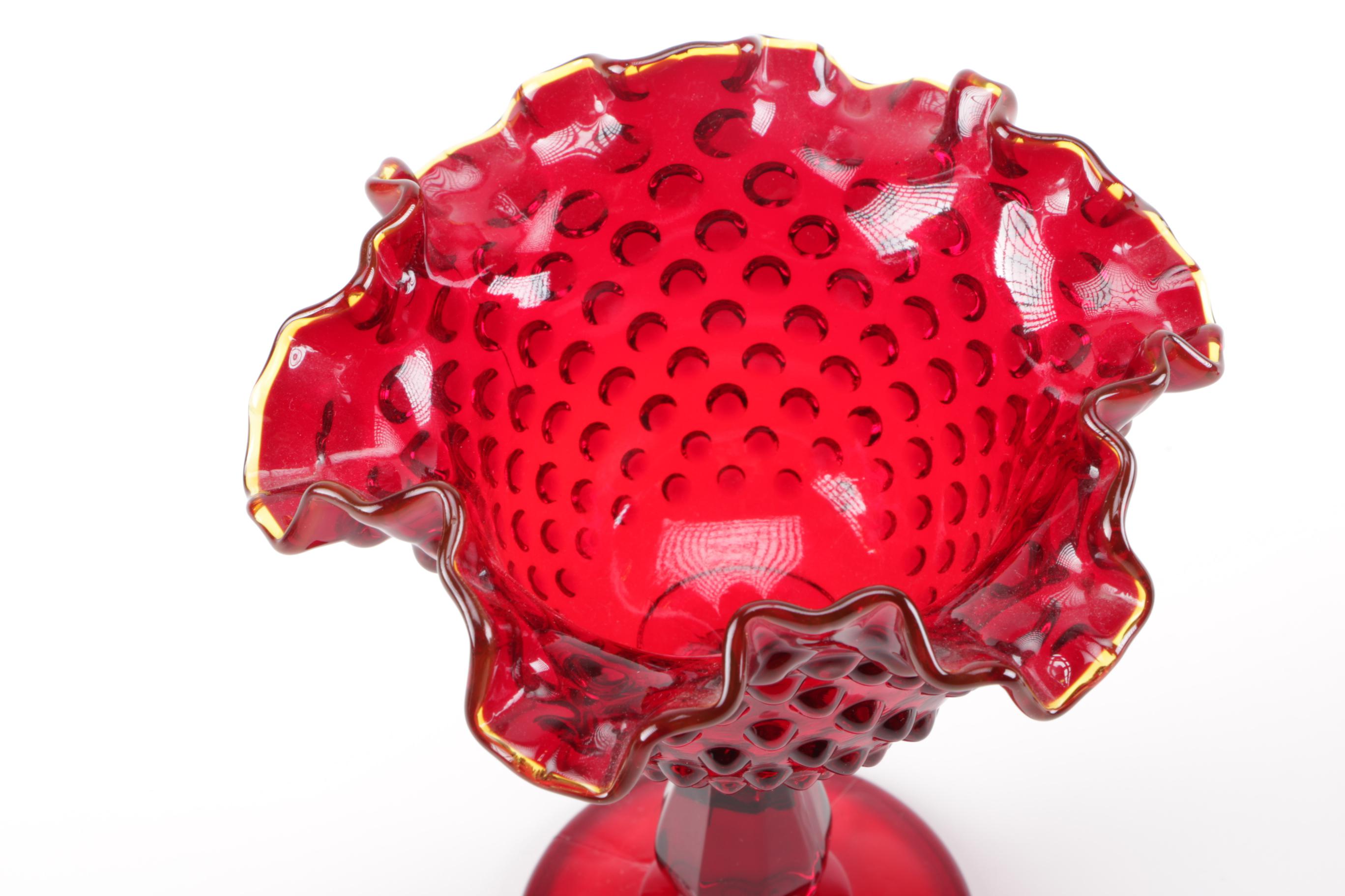 Canival Glass Stemmed Candy Dishes Including Fenton