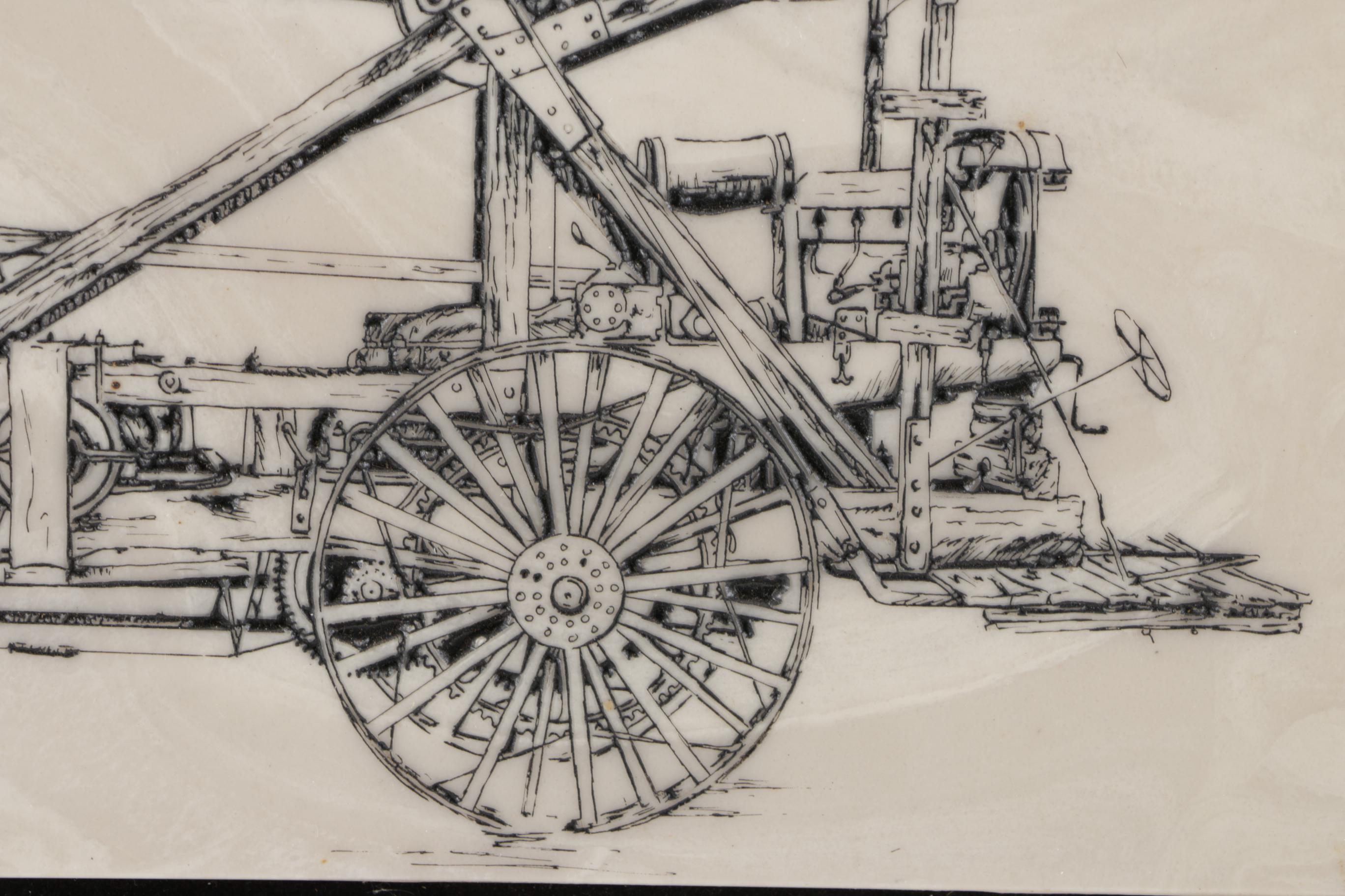 Lithograph on Tile of the Keystone Spudder