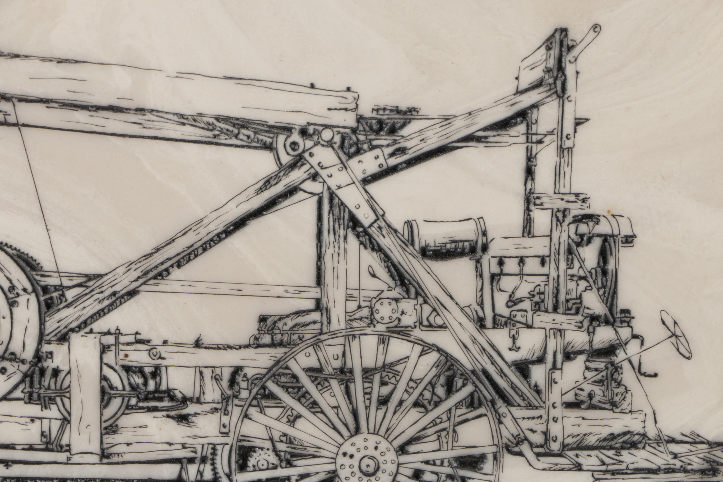 Lithograph on Tile of the Keystone Spudder