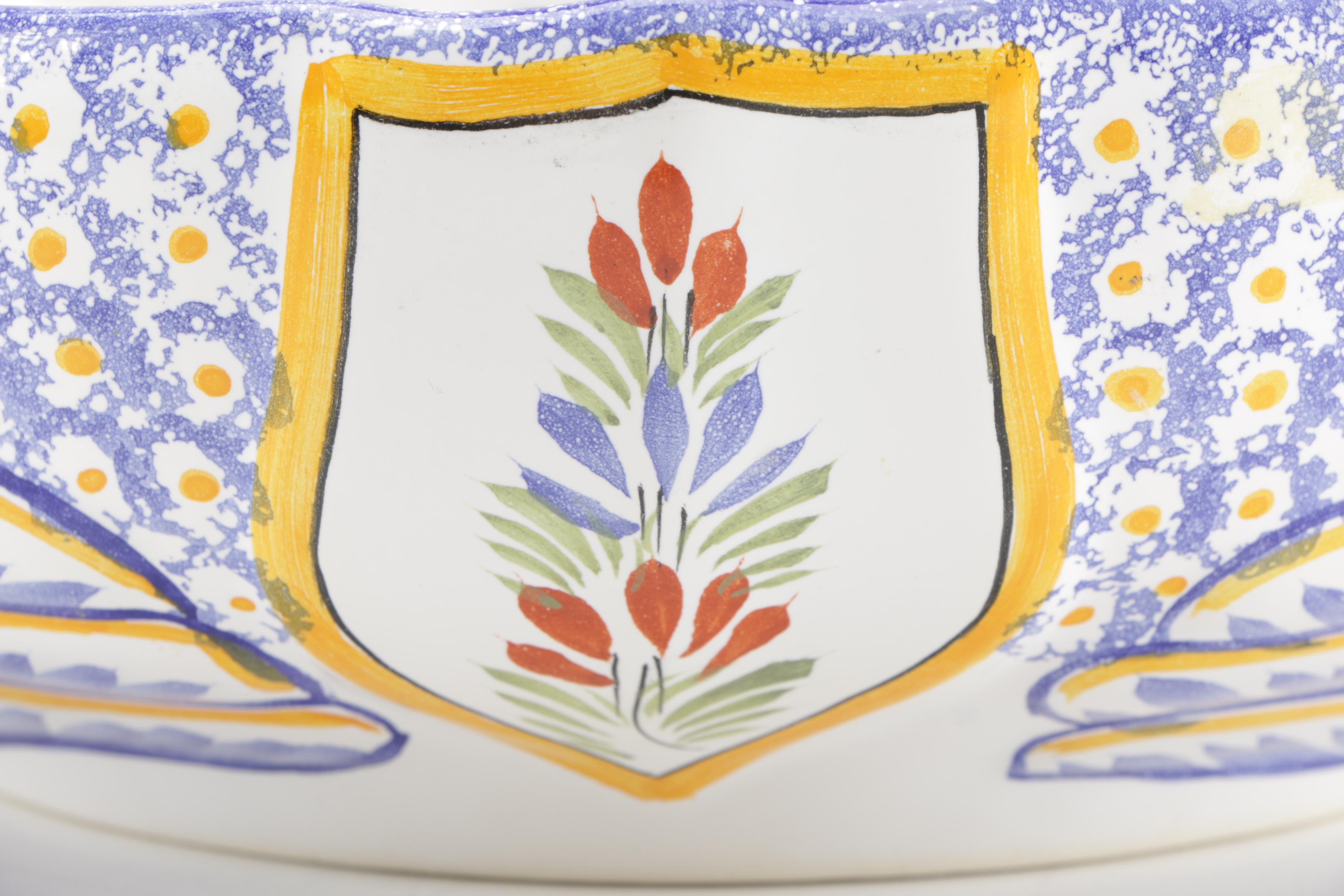 Late 20th Century Henriot Quimper Swan Basket