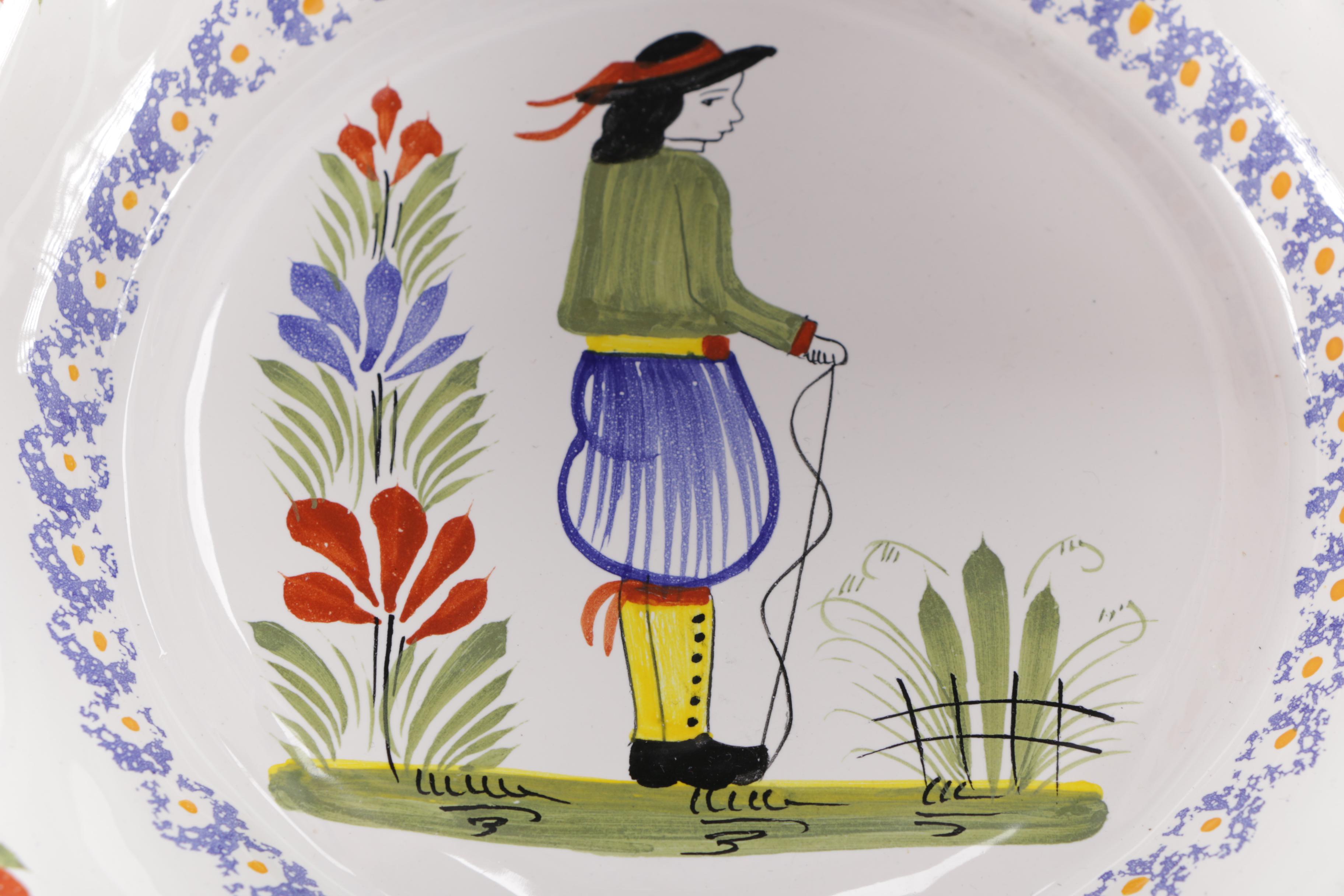 Late 20th Century Henriot Quimper Swan Basket