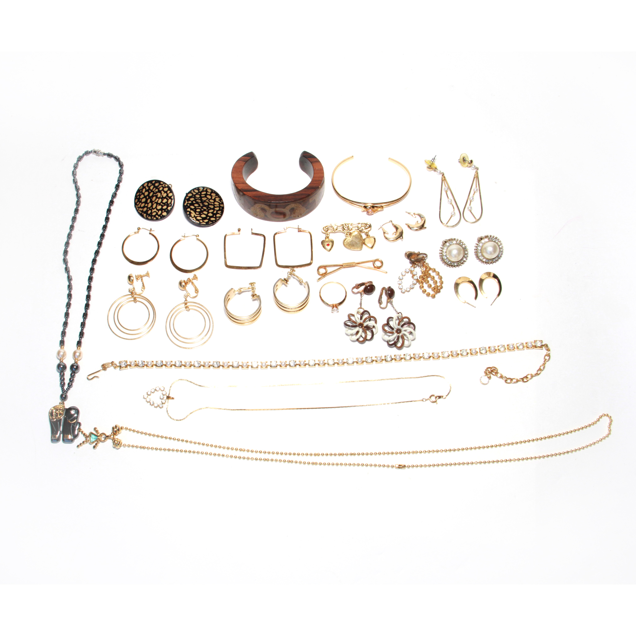 Assortment of Gold Tone Costume Jewelry