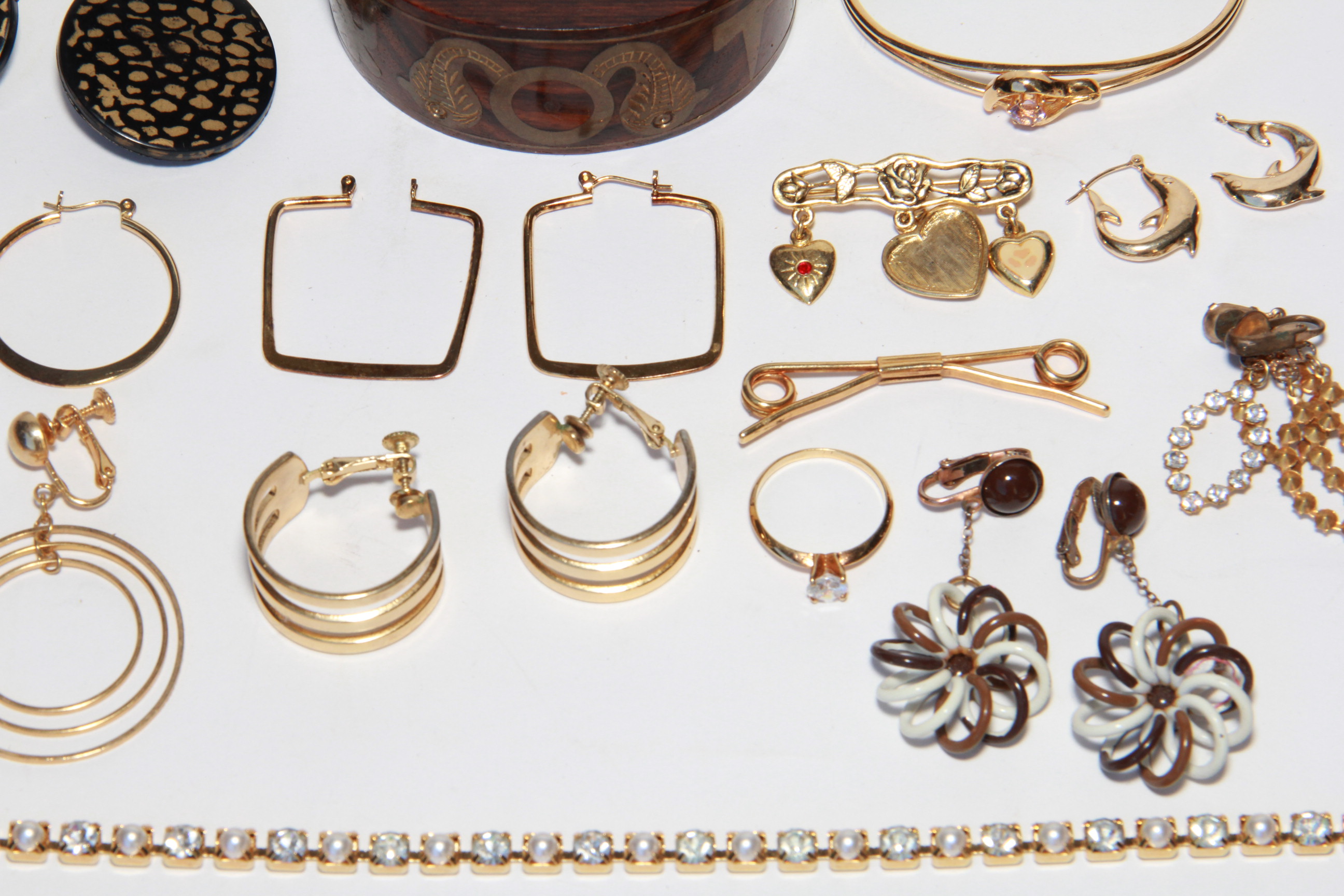 Assortment of Gold Tone Costume Jewelry