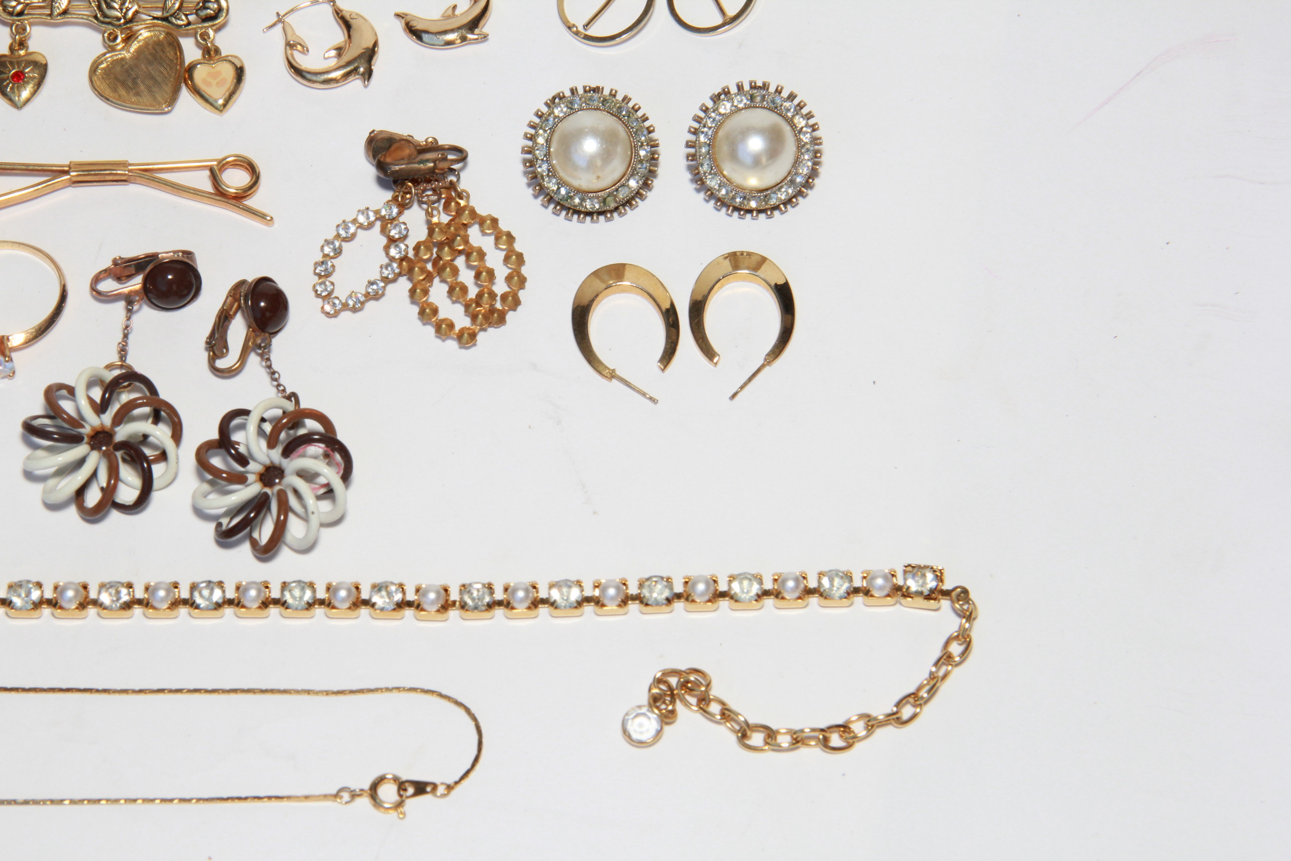 Assortment of Gold Tone Costume Jewelry