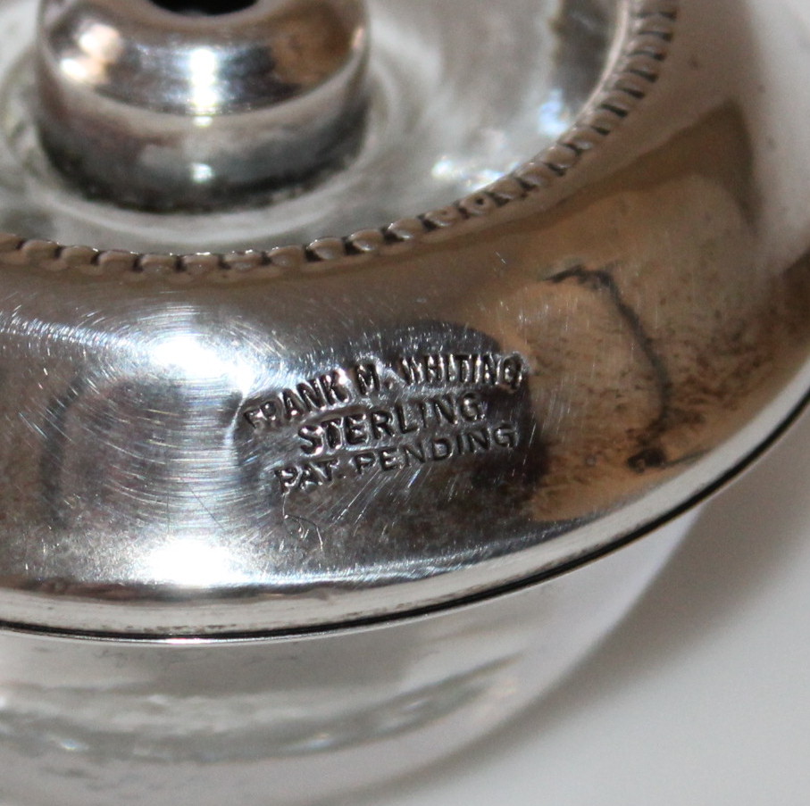 Vintage Frank M. Whiting Hy Glo Sterling and Glass Lighter