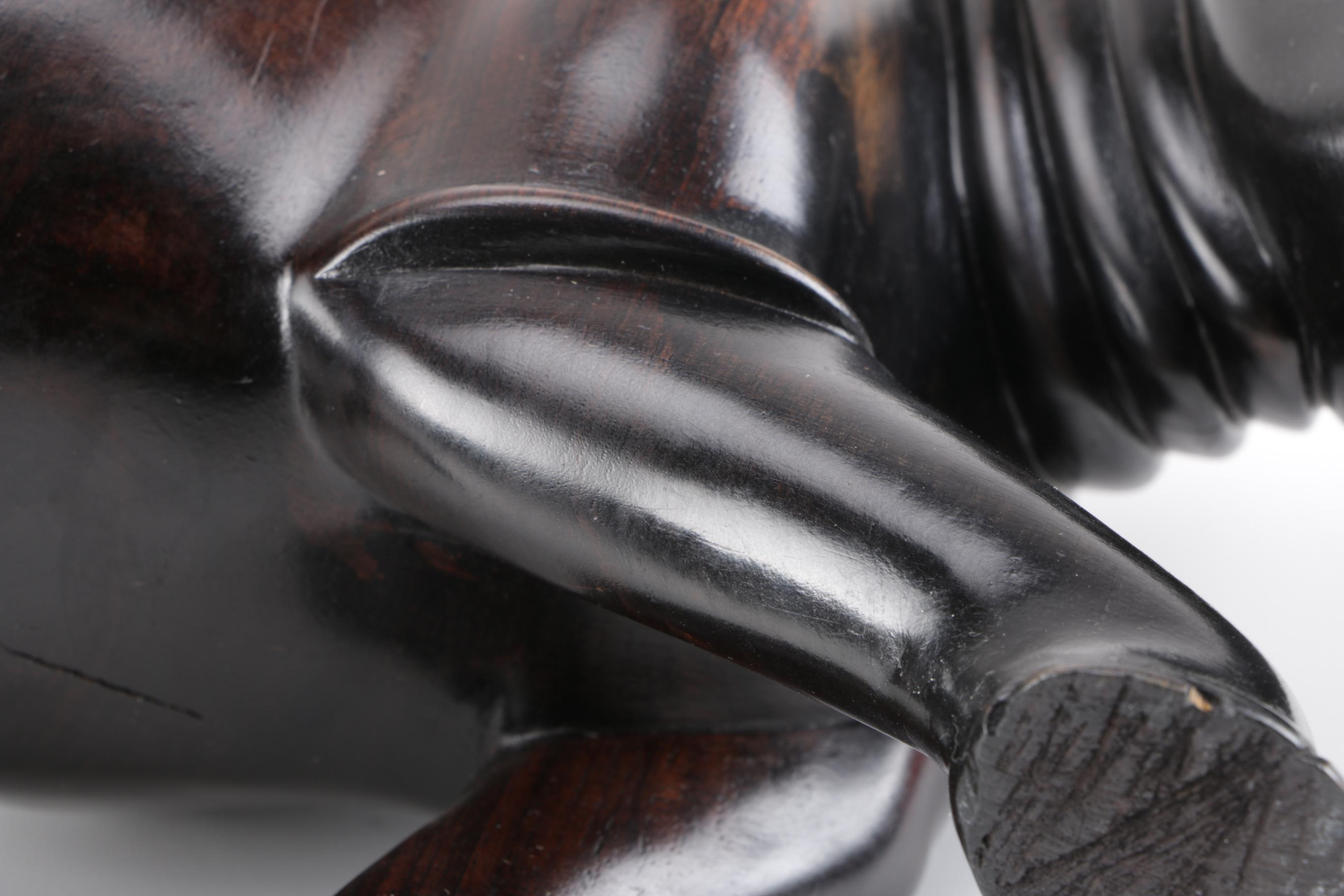 Wooden Rhino and Hippo Figurines