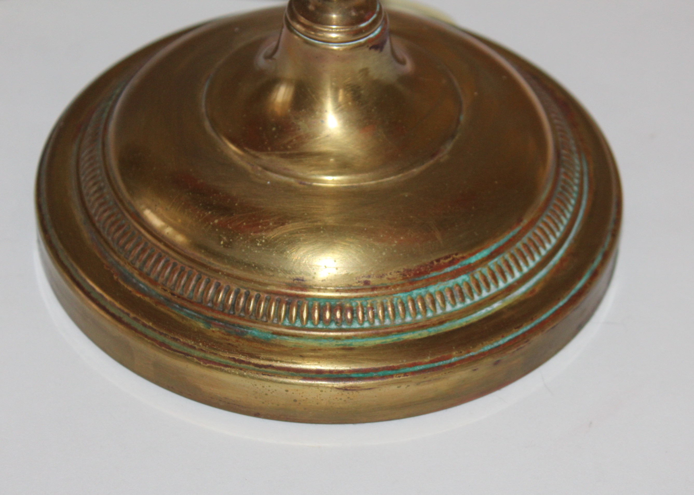 Antique Student Lamp With Swirl Glass Shades