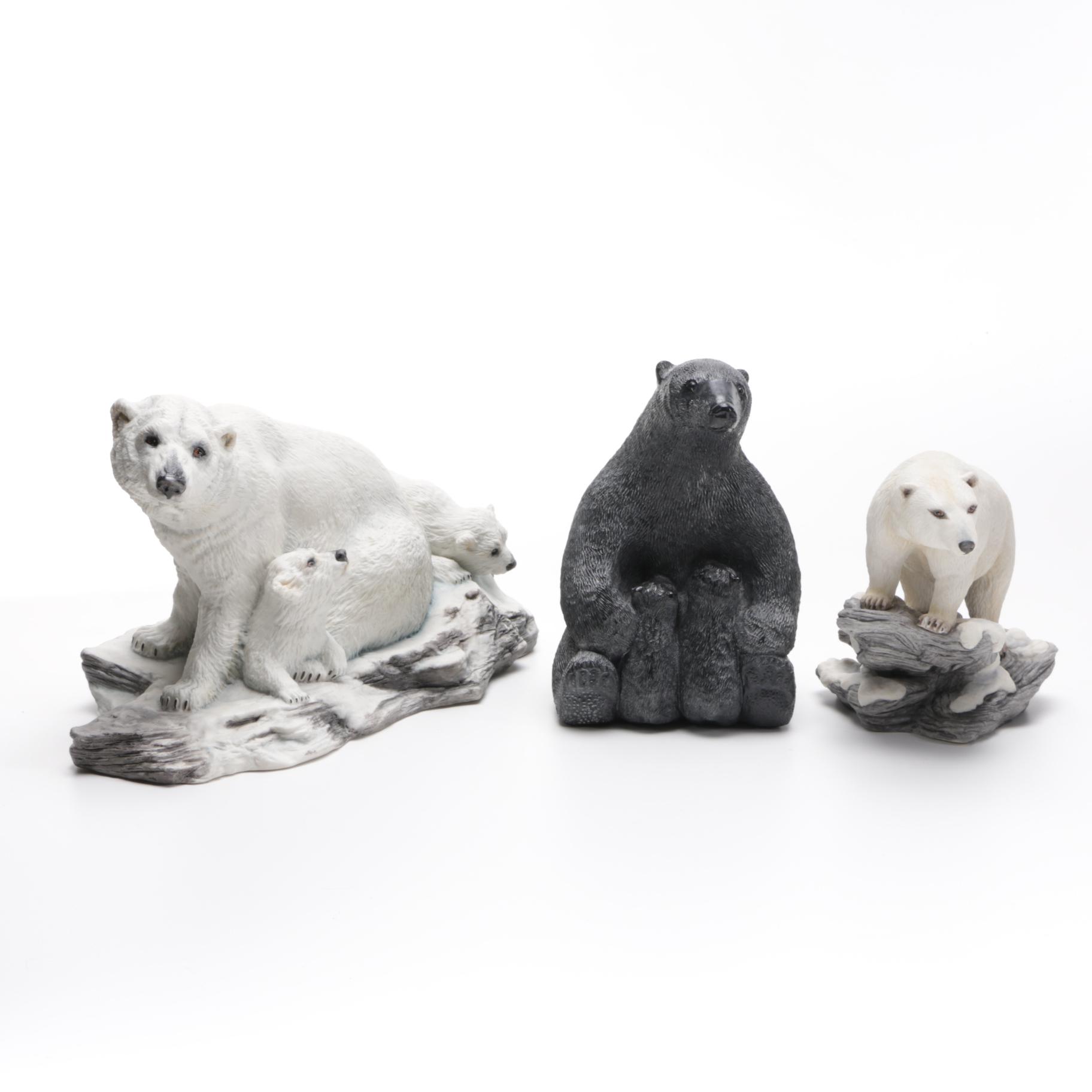 Polar Bear Figurines Including Boehm and Wolf Original