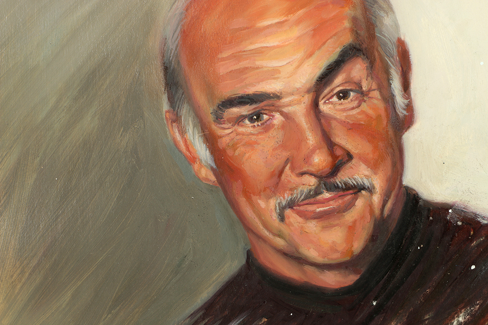 Bill Angresano Oil Painting on Board Portrait of Sean Connery
