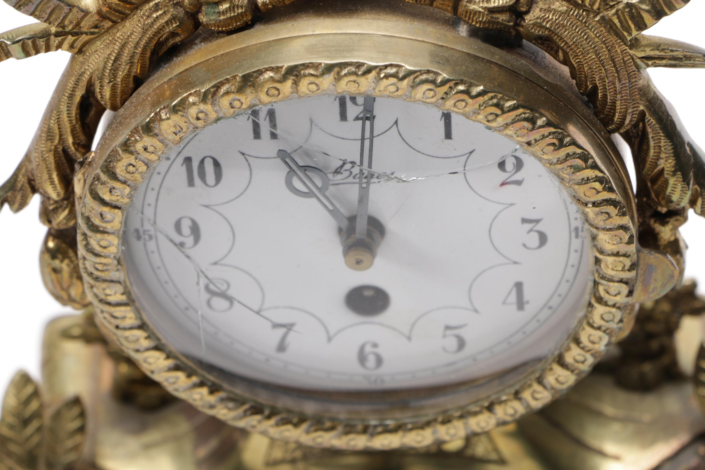 Ornate Brass and Marble Mantel Clock