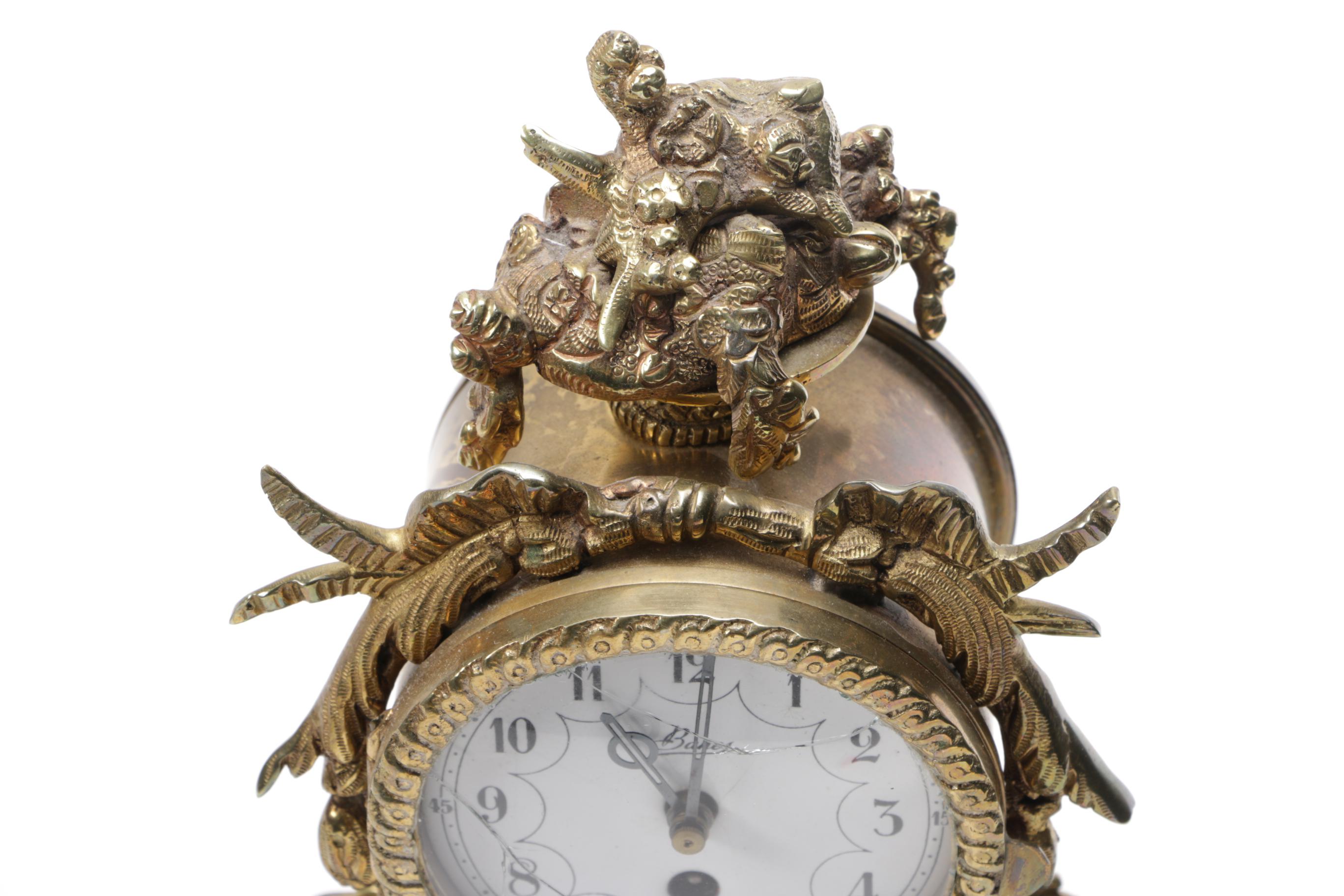 Ornate Brass and Marble Mantel Clock