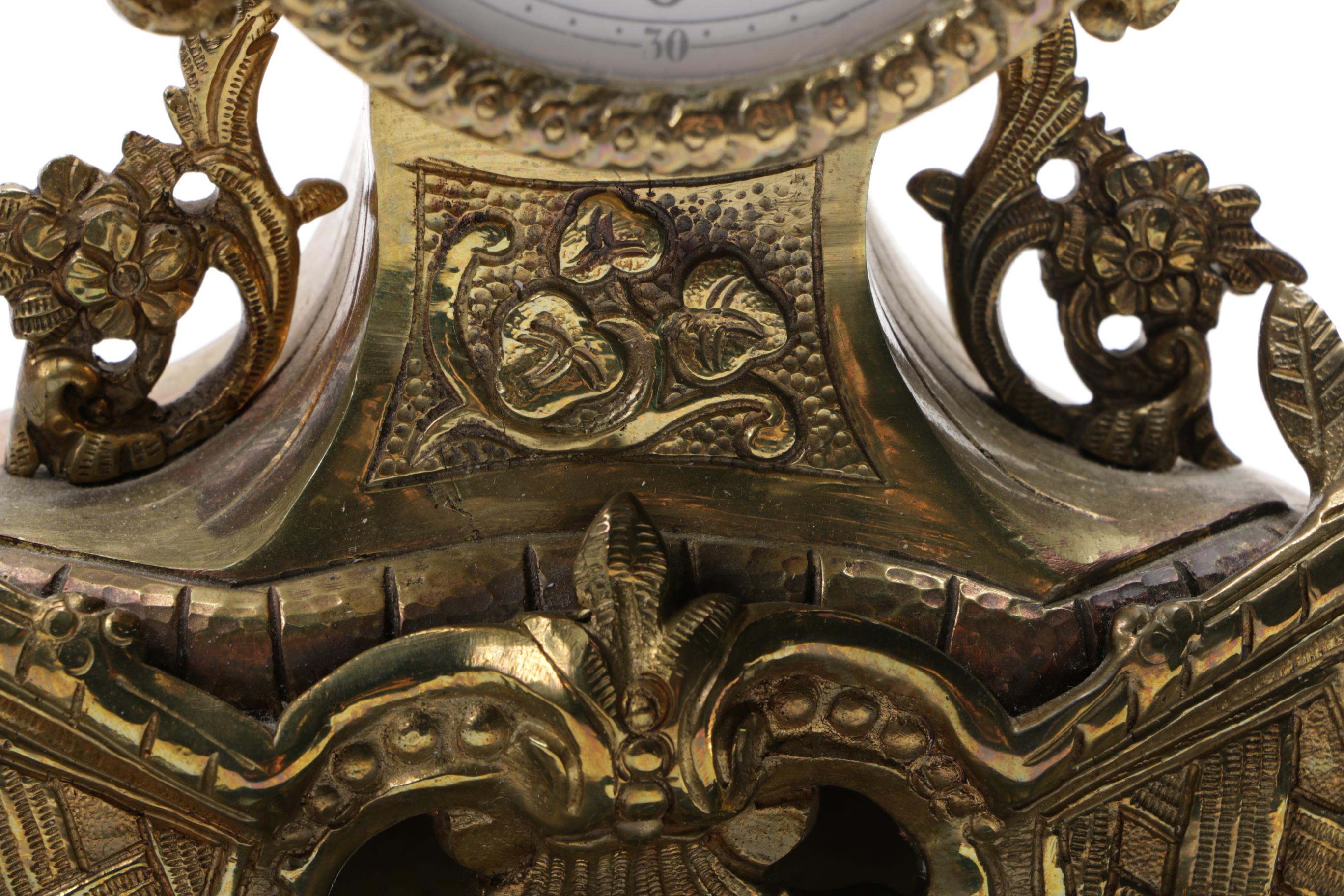 Ornate Brass and Marble Mantel Clock