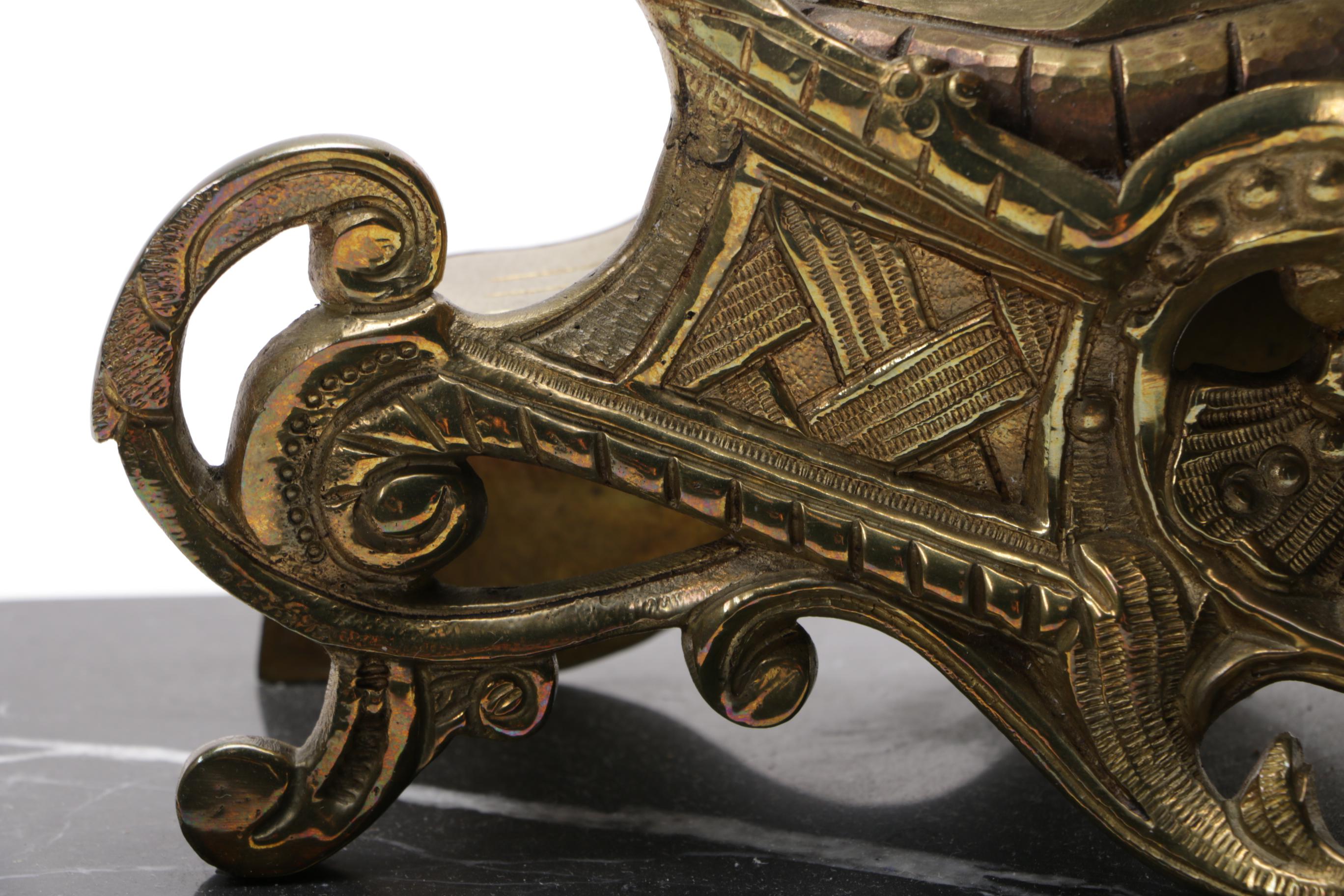 Ornate Brass and Marble Mantel Clock