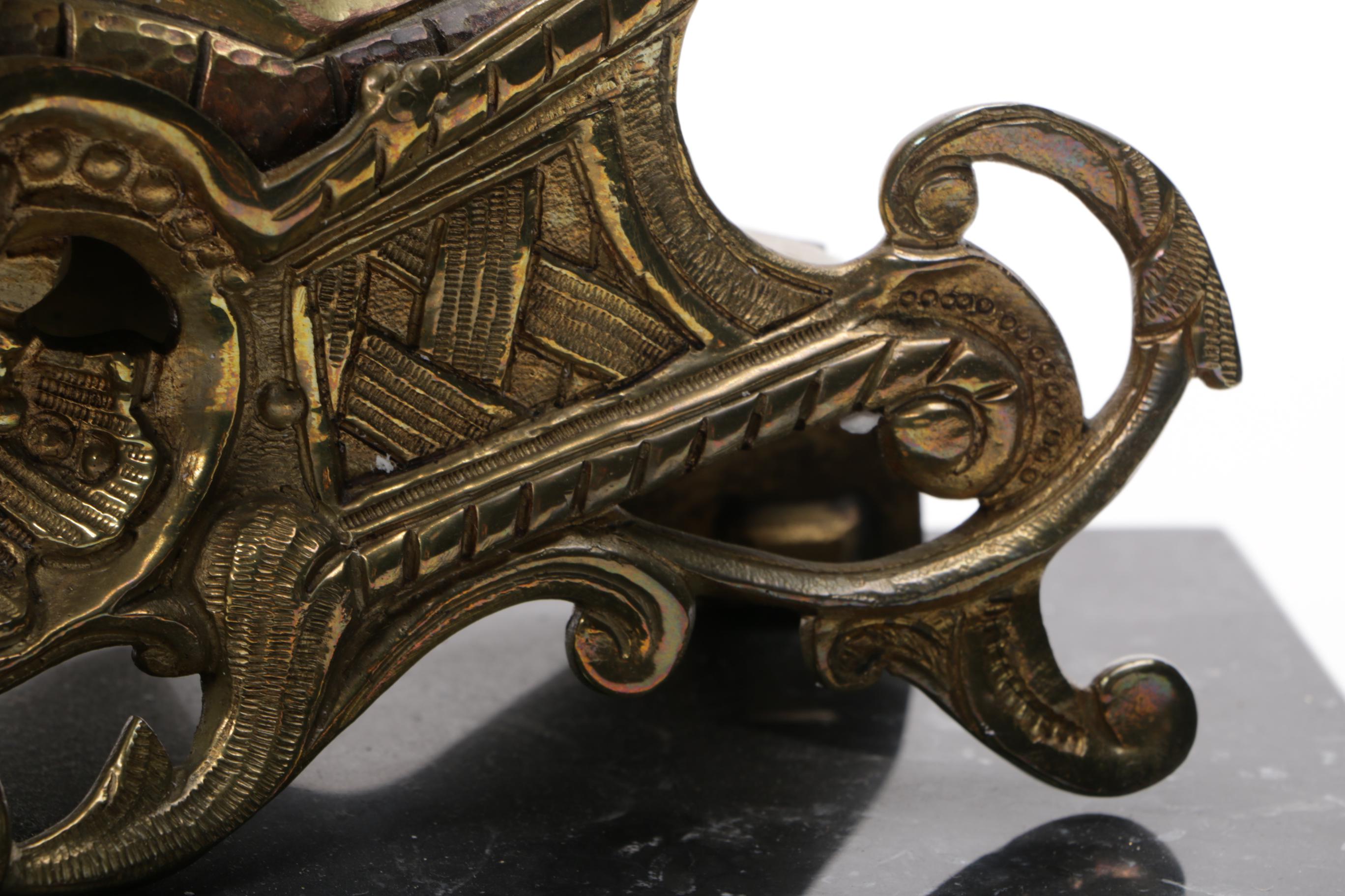 Ornate Brass and Marble Mantel Clock