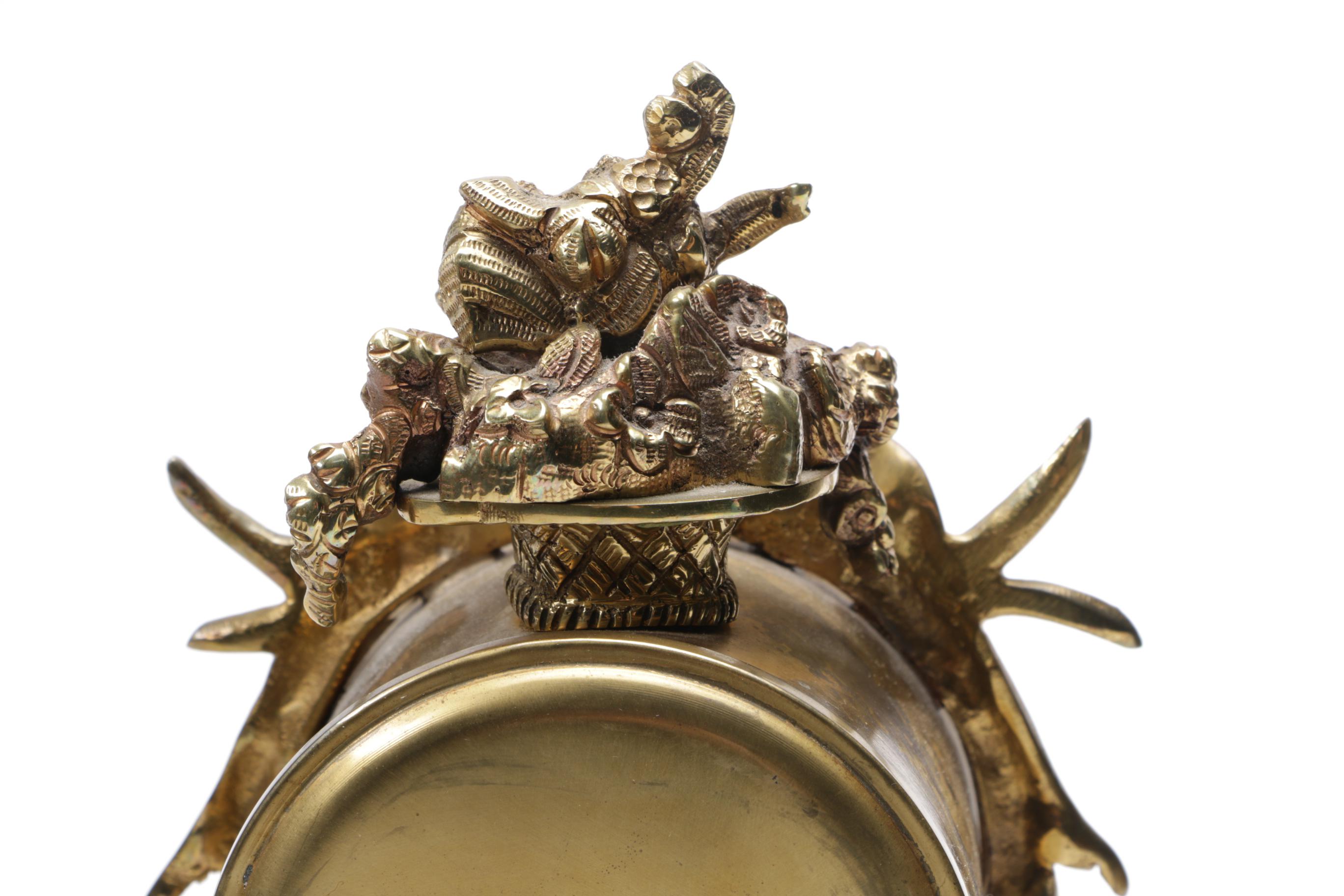 Ornate Brass and Marble Mantel Clock