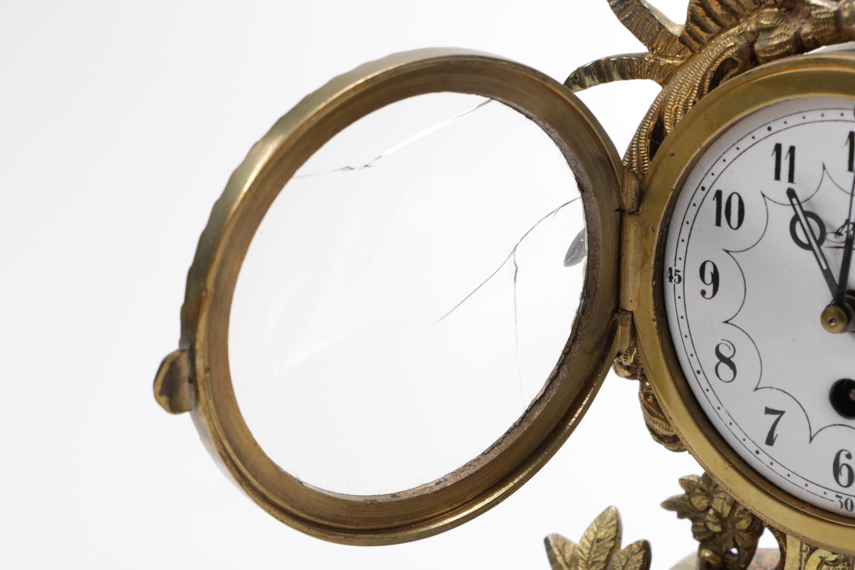 Ornate Brass and Marble Mantel Clock
